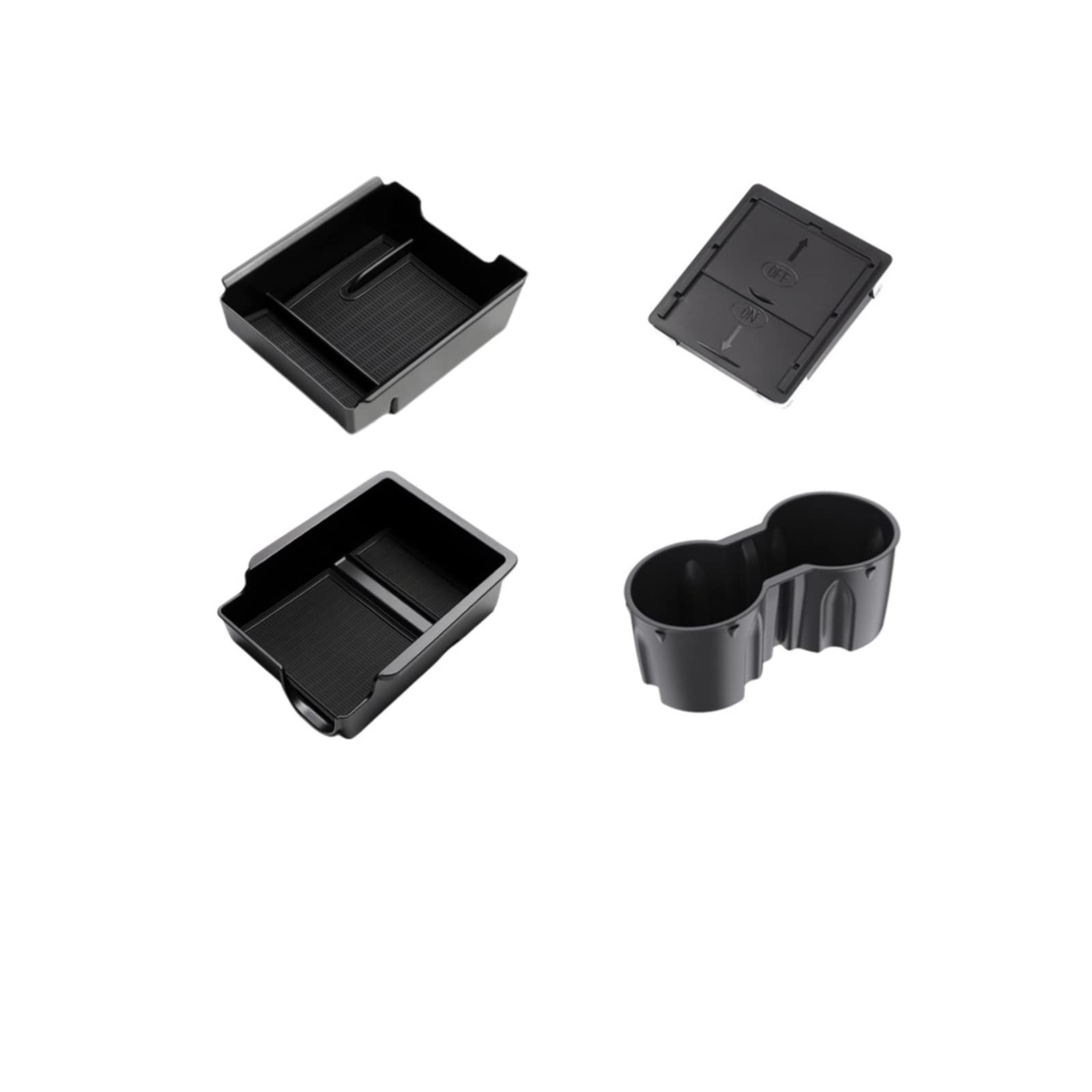 JJRFVBGT 4PCS ABS Center Konsole Organizer Fach Armlehne Schublade Getränkehalter Kompatibel Mit Tesla Für Modell Y Für Modell 3 2021 2022 2023 Auto Zentrale Steuerung Tray von JJRFVBGT