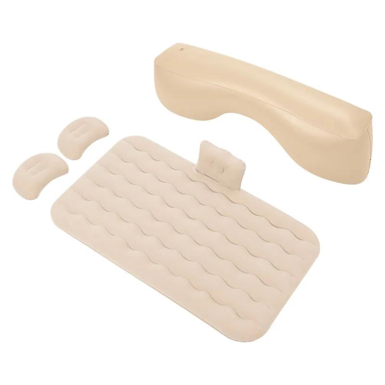 JJRFVBGT Auto Luftmatratze Auto-Luftmatratze, Aufblasbares Autobett, Schlafmatratze Für Hinten, Für Lange Reisen, Komfortables Zubehör, Autopumpe, Luftbett, Tragbare Isomatte(Beige) von JJRFVBGT