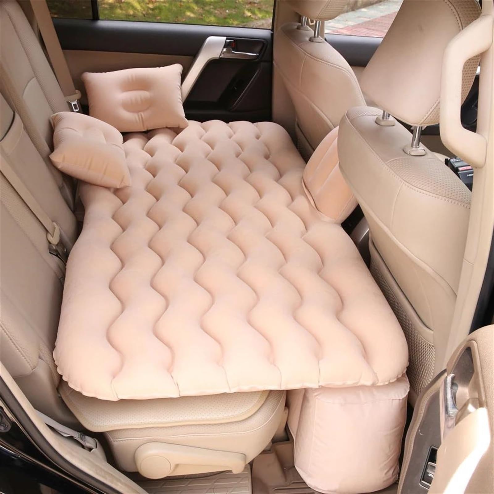 JJRFVBGT Auto Luftmatratze Auto-Luftmatratze, Schlaf-/Ruhematratze, Multifunktionales Auto-SUV-Reisebett, Universell Für Sitz, Outdoor, Camping, Strand, Tragbare Isomatte(Beige) von JJRFVBGT