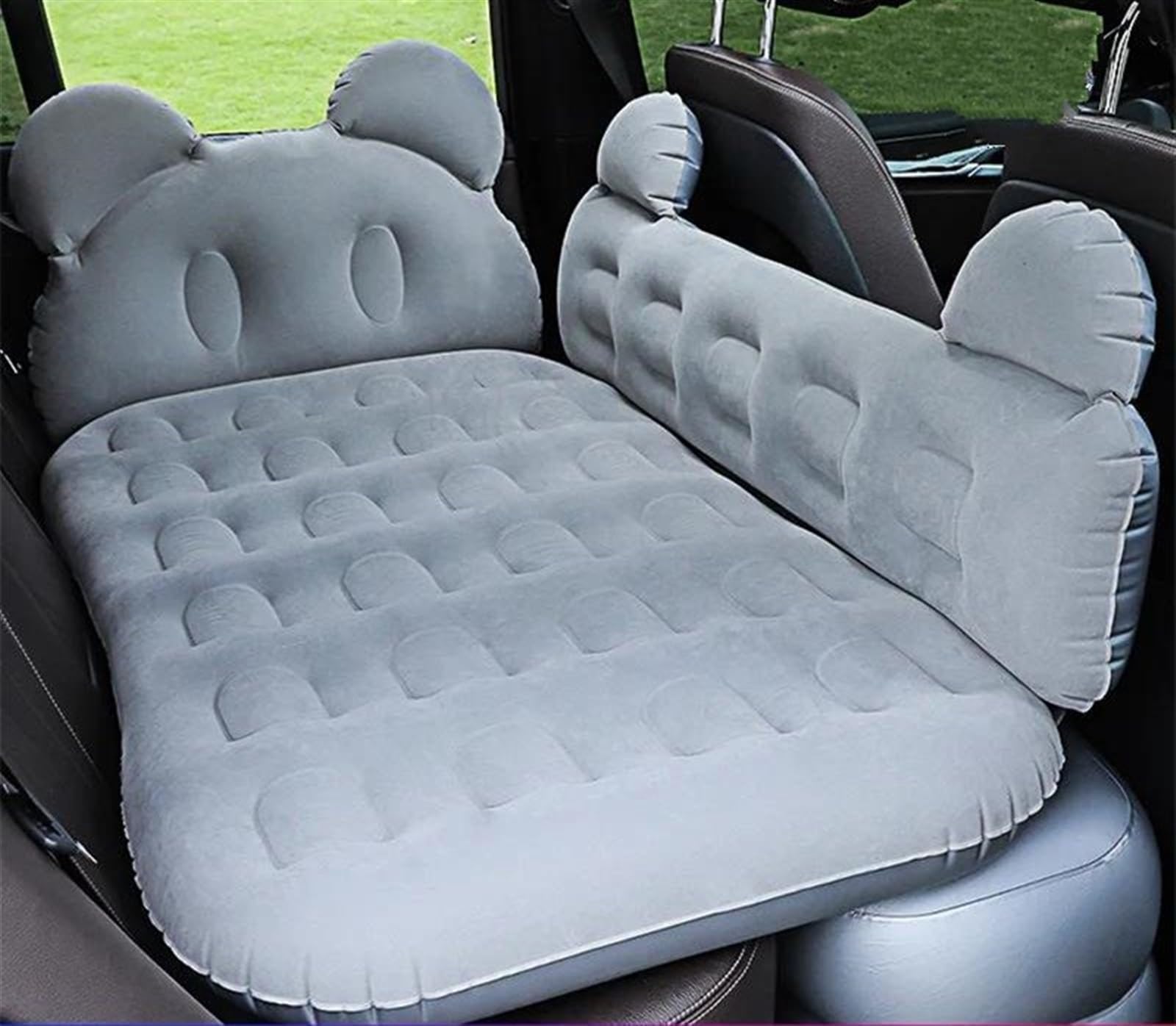 JJRFVBGT Auto Luftmatratze Auto Luftmatratze Isomatte Aufblasbares Rücksitzbett Outdoor Kissen Camping Schlafsofa Matte Zubehör Auto Reisebett Isomatte(Gray) von JJRFVBGT