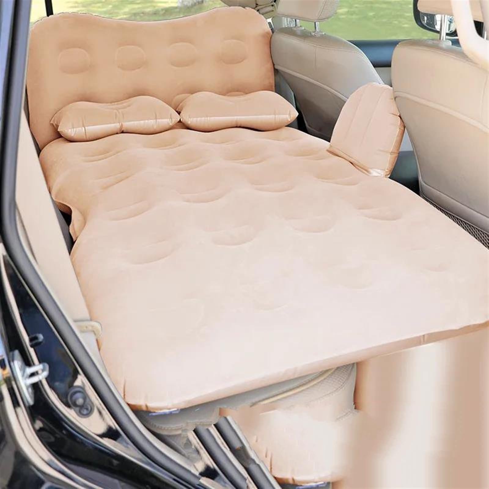 JJRFVBGT Auto Luftmatratze Auto Luftmatratze Reisebett Hinten Für Sitz Luftkissen Luftbett Aufblasbare Matratze Campingmatte Autoinnenausstattung Isomatte(Beige) von JJRFVBGT