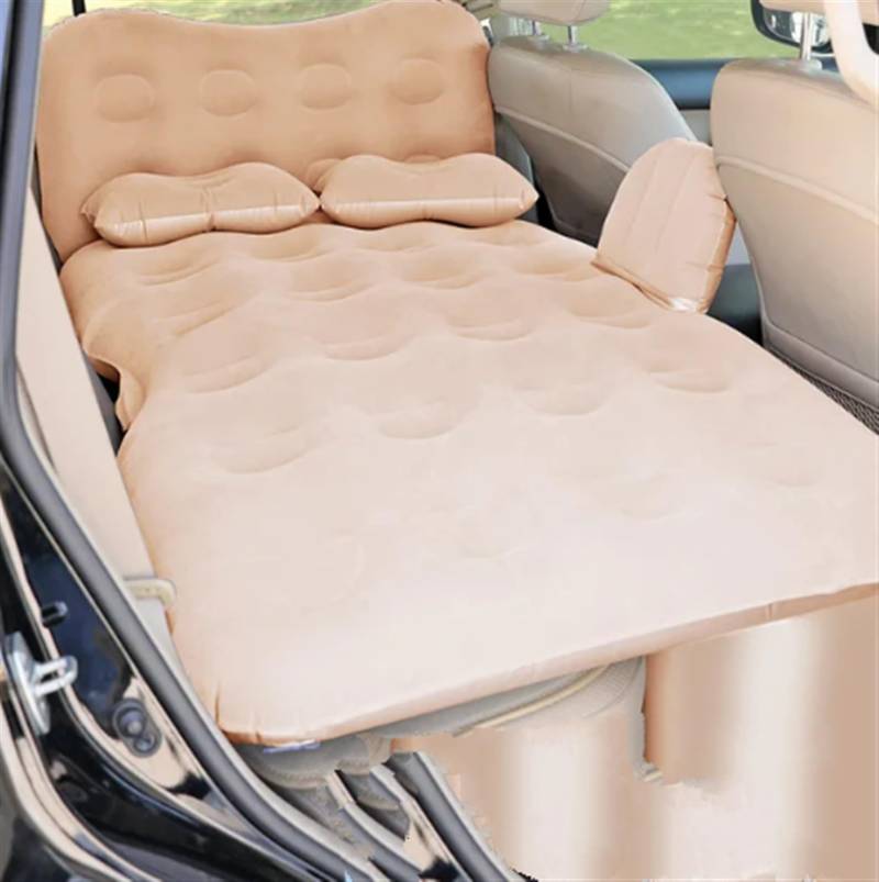 JJRFVBGT Auto Luftmatratze Auto Reisebett Hinten Luftmatratze Auto Luftkissenbett Campingmatte Aufblasbare Matratze Autozubehör Outdoor Sofa Isomatte(Beige) von JJRFVBGT