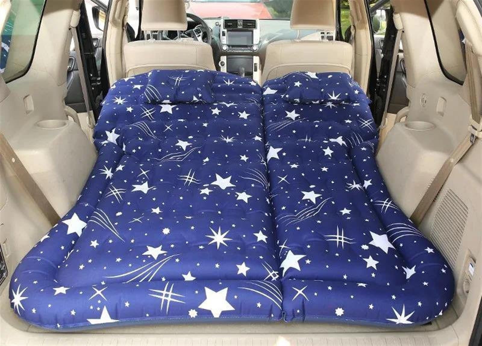 JJRFVBGT Auto Luftmatratze Auto-Schlafbett Auto-Luftbetten Außenkissen Auto-Reisebett Faltbare Matratze SUV-Kofferraum Aufblasbares Bett Luftmatratze Autozubehör(Multi-Colored) von JJRFVBGT