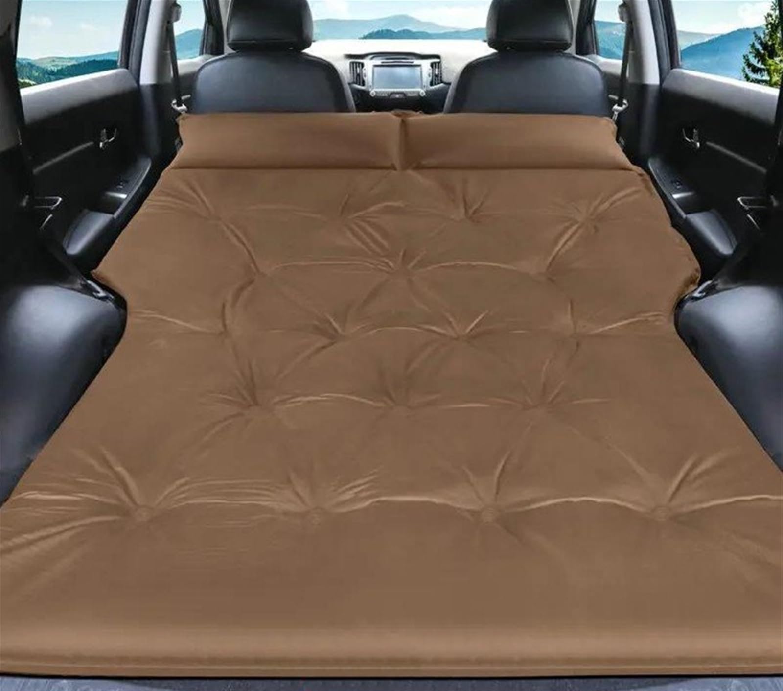 JJRFVBGT Auto Luftmatratze Kompatibel Mit VW Für Golf Für Polo Für Sharan Luftmatratzenbezug Automatisch Aufblasbares Auto-Schrägheck-Reisebett Schlafmatratze Luftbett(Brown) von JJRFVBGT