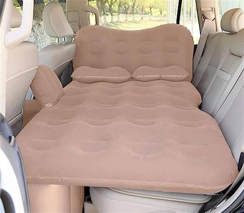 JJRFVBGT Auto Luftmatratze Reisebett Aufblasbare Auto-Luftmatratze Auto-Campingbett Isomatte Mit Auto-Luftpumpe Kissen Autozelt SUV Limousine Für Pickup Rückenlehne Für Sitz(Beige) von JJRFVBGT