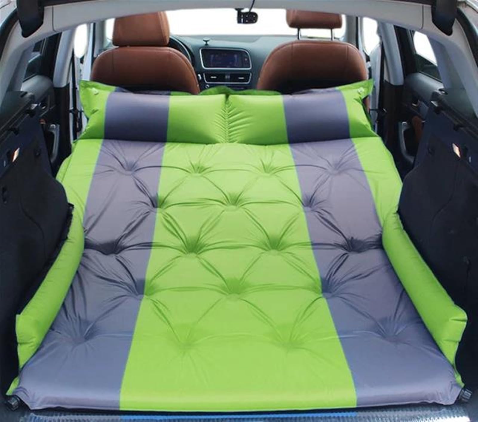 JJRFVBGT Auto Luftmatratze SUV Luftmatratze Drehmaschine Erwachsene Isomatte Weiche Auto Reisebett Matte Auto Aufblasbare Matratze Pad Zurück Reihe Camping Kissen Auto Zubehör(Green) von JJRFVBGT