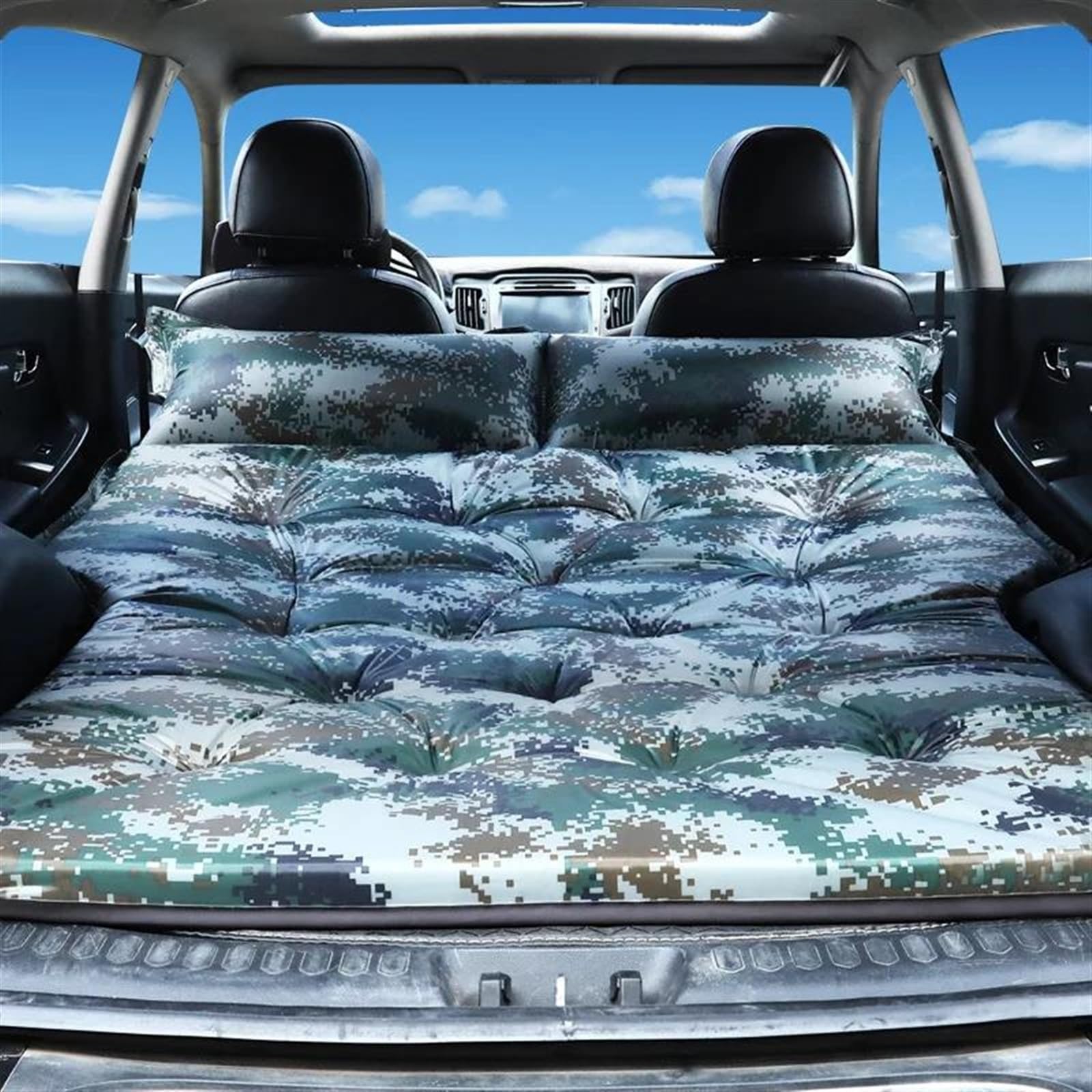 JJRFVBGT Auto Luftmatratze SUV Luftmatratze Drehmaschine Erwachsene Isomatte Weiche Auto Reisebett Matte Auto Aufblasbare Matratze Pad Zurück Reihe Camping Kissen Auto Zubehör(Multi-Colored) von JJRFVBGT