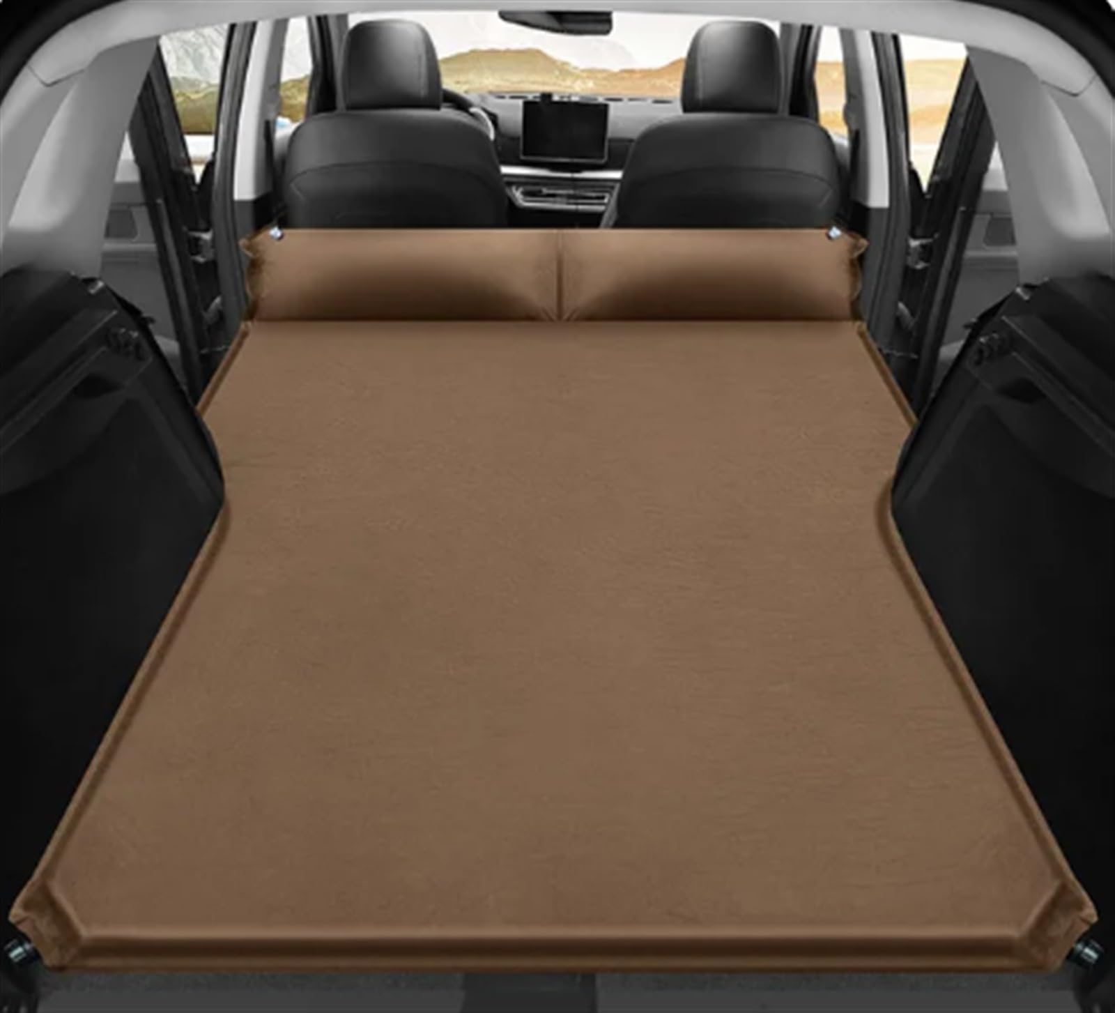 JJRFVBGT Auto Luftmatratze SUV MPV Limousine Universal-Luftmatratze Auto-Reisebett Luftbett Selbstfahrendes Reisebett Kofferraum Automatische Aufblasbare Matratze Auto-Innenausstattung(Brown,Size 1) von JJRFVBGT