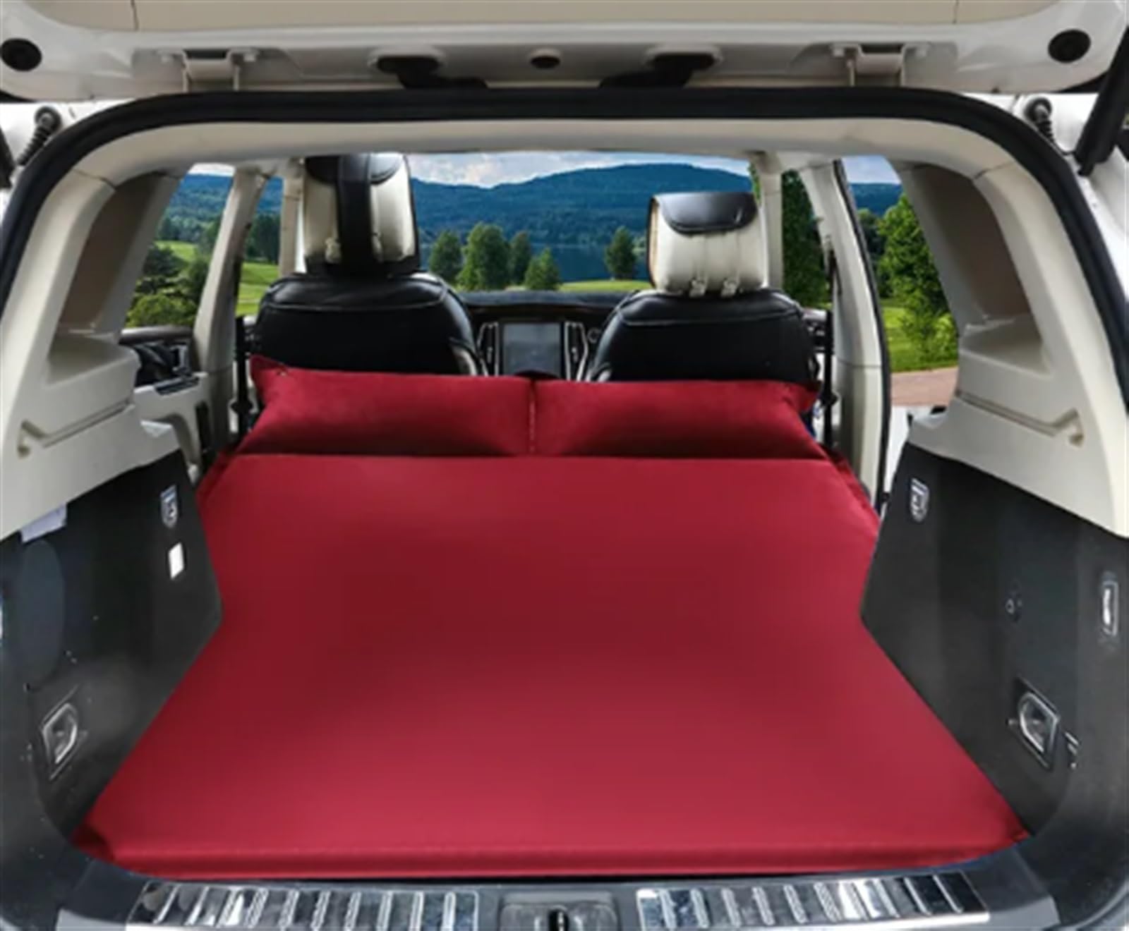 JJRFVBGT Auto Luftmatratze Universal Auto Multifunktions Automatisch Aufblasbare Luftmatratze SUV Matratze Autobett Schlafmatratze Für Erwachsene Auto Reisebett Campingbett(Red) von JJRFVBGT