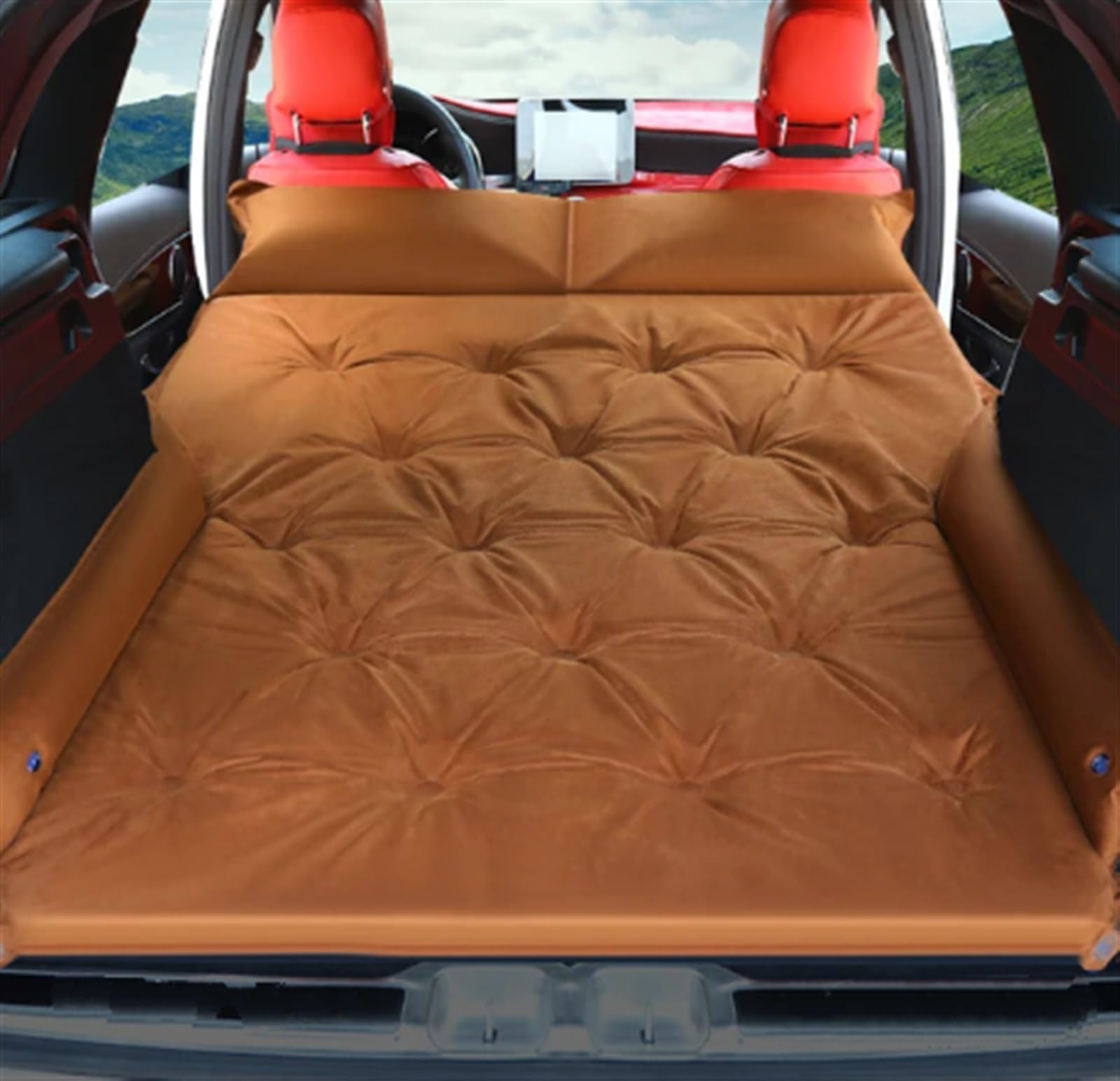 JJRFVBGT Auto Luftmatratze Universal Auto Reisebett Auto Multifunktions Automatisch Aufblasbare Luftmatratze SUV Luftmatratze Autobett Schlafmatratze Für Erwachsene Autozubehör(Brown) von JJRFVBGT