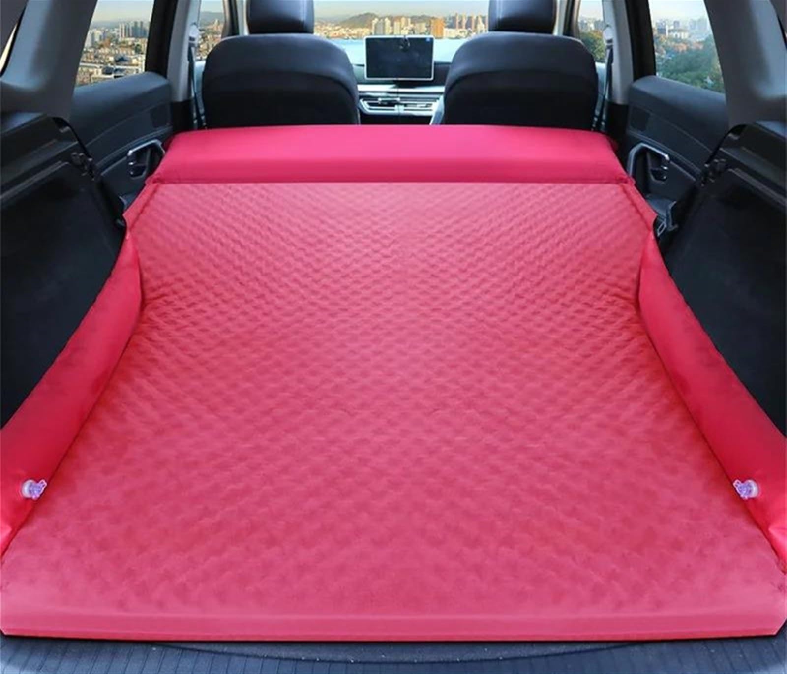 JJRFVBGT Auto Luftmatratze Universal-Luftmatratze, Luftbett, Auto, Reise, Aufblasbares Bett, SUV, Hinten Für Sitz, Kofferraum, Reisematte, Auto-Innenausstattung, Tragbare Isomatte(Red) von JJRFVBGT