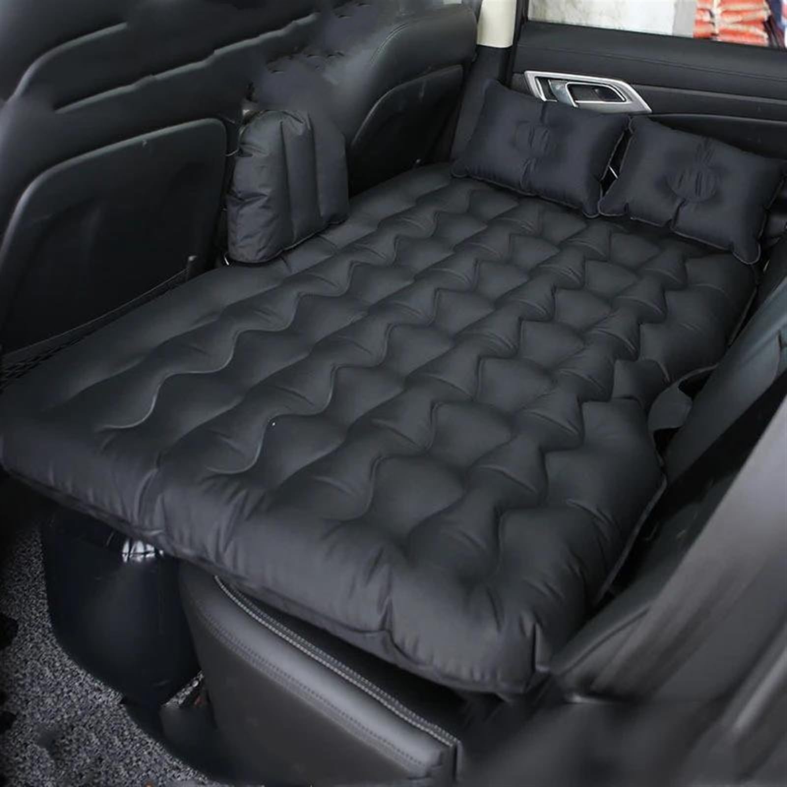 JJRFVBGT Auto Luftmatratze Universal-Luftmatratze Auto-Reisebett Aufblasbare Matratze Luftbett Hintere Reihe Offroad-SUV Rückseite Für Sitz Isomatte Camping Autozubehör Couch(Black) von JJRFVBGT