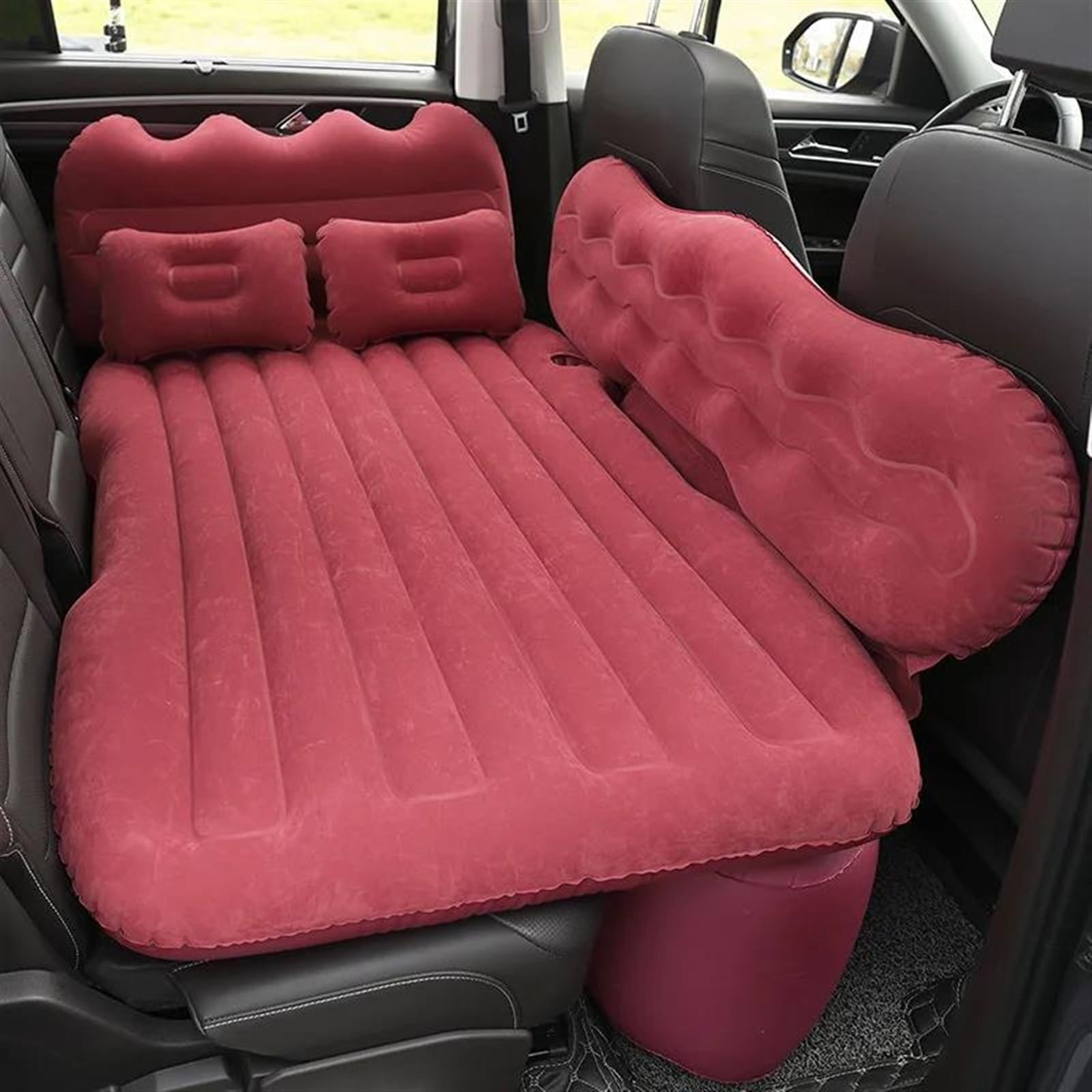 JJRFVBGT Auto Luftmatratze Universal Tragbare Isomatte Auto Luftmatratze Split Aufblasbares Bett Reisebett Matratze SUV Kofferraum Matratze Camping Luftmatratze Auto Zubehör(Red) von JJRFVBGT