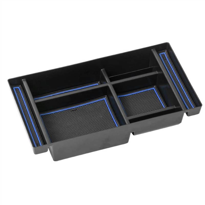 JJRFVBGT Auto-Mittelkonsolen-Organizer, Kompatibel Mit Chevy Für Silverado 2019 2020 2021 2022 2023 Innenraum Autozubehör Armlehnen-Aufbewahrungsbox Auto Zentrale Steuerung Tray(Blue) von JJRFVBGT