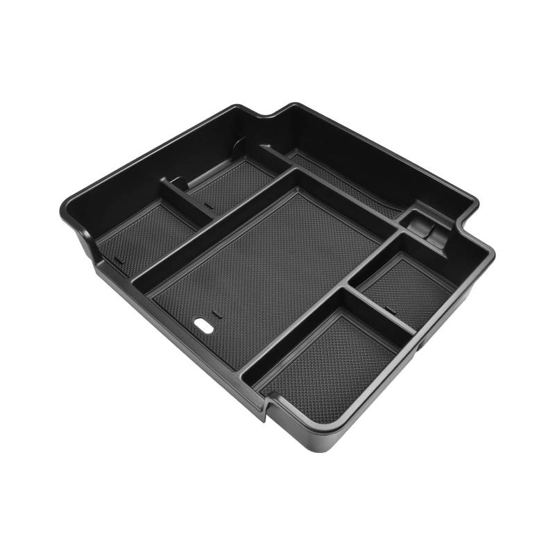 JJRFVBGT Auto-Mittelkonsolen-Organizer-Fach, Kompatibel Mit Chevy Für Suburban Für Tahoe 2021 2022 2023 Innenausstattung Armlehnen-Aufbewahrungsbox Auto Zentrale Steuerung Tray(Black) von JJRFVBGT