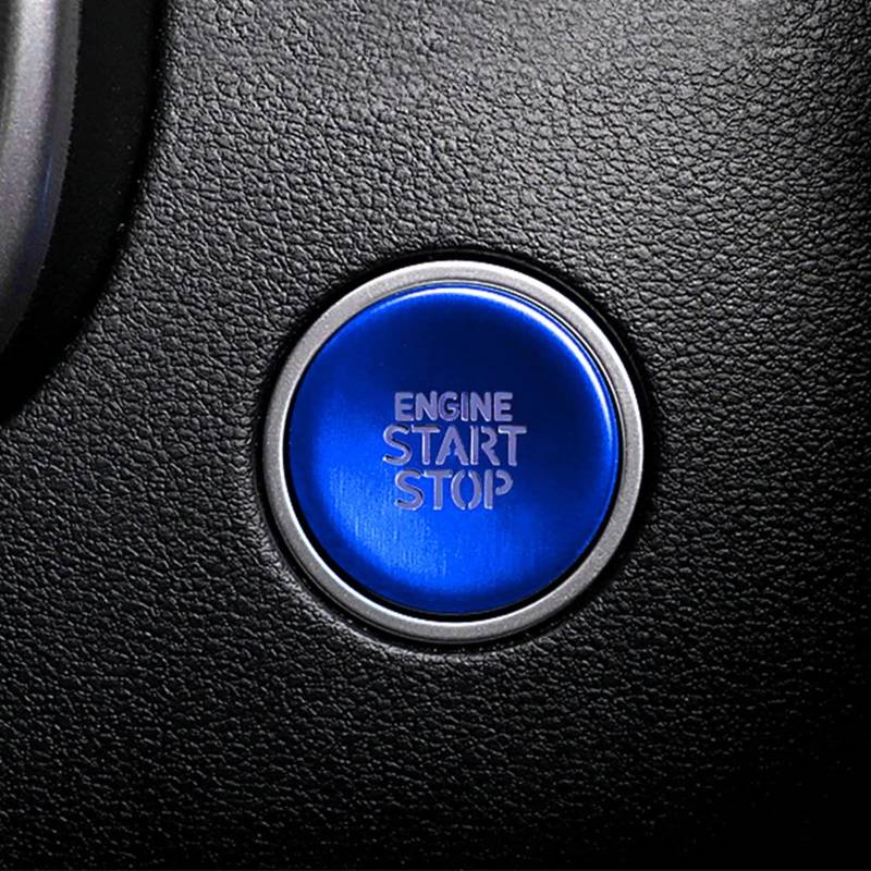 JJRFVBGT Auto Schalter Dekoration Auto-EIN-Knopf-Start, Motor, Zündung, Start, Stopp, Druckknopf-Abdeckung, Verkleidungsaufkleber, Kompatibel Mit Tucson NX4 Für Hybrid 2021 2022(Blue) von JJRFVBGT