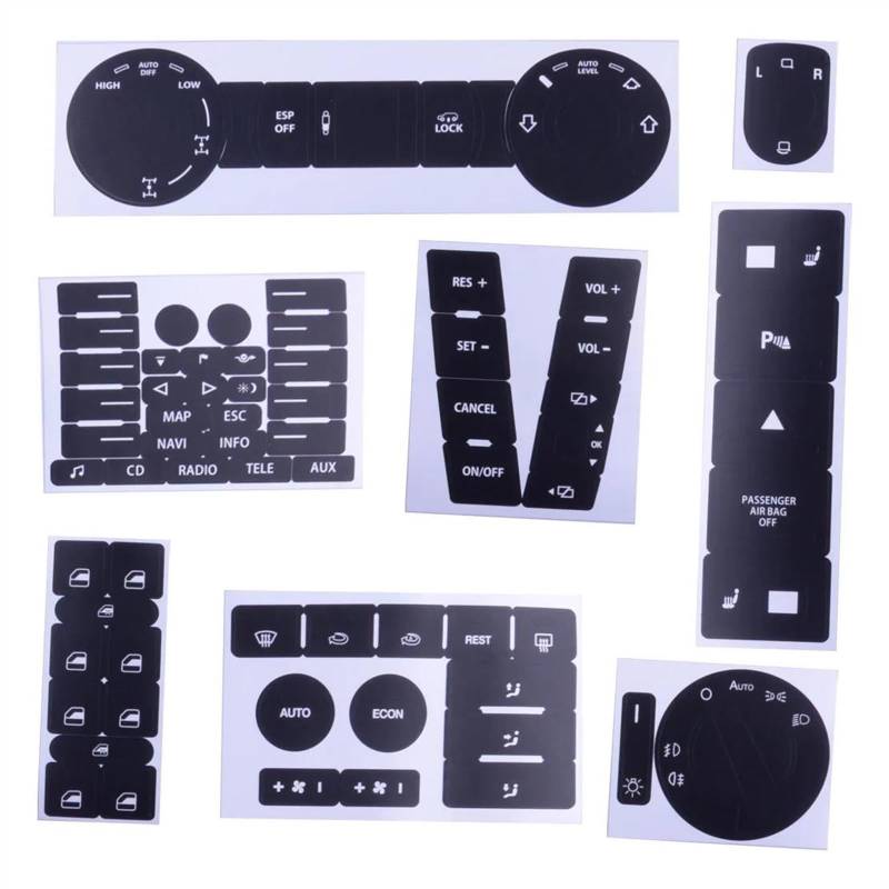 JJRFVBGT Auto Schalter Dekoration Kompatibel Mit VW Für Touareg 2004 2005 2006 2007 2008 2009 Auto-Innenraum-Frontradio-Knopf-Aufkleber-Aufkleber Mit Navigations-Reparaturset von JJRFVBGT