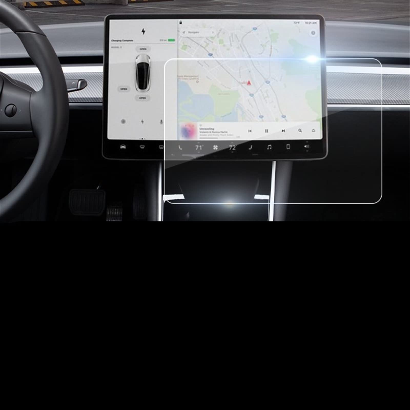 JJRFVBGT Autoinnenteile Auto-GPS-Navigationsbildschirm, Gehärtetes Glas, Schutzfolie, Innenraum, Kompatibel Mit Tesla Für Model Y 2021 2022 2023(Frosting) von JJRFVBGT