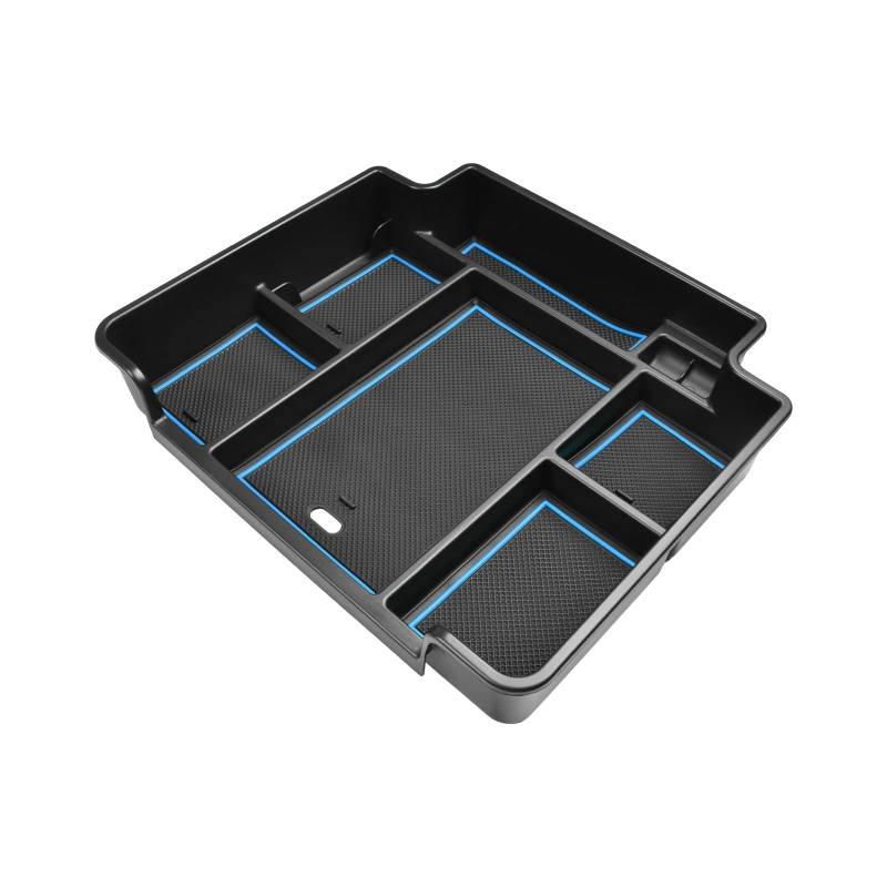 JJRFVBGT Car Center Console Organizer, Kompatibel Mit Chevy Für Suburban Für Tahoe 2021 2022 2023 Zubehör Armlehneneinsatz Aufbewahrungsbox Auto Zentrale Steuerung Tray(Blue) von JJRFVBGT