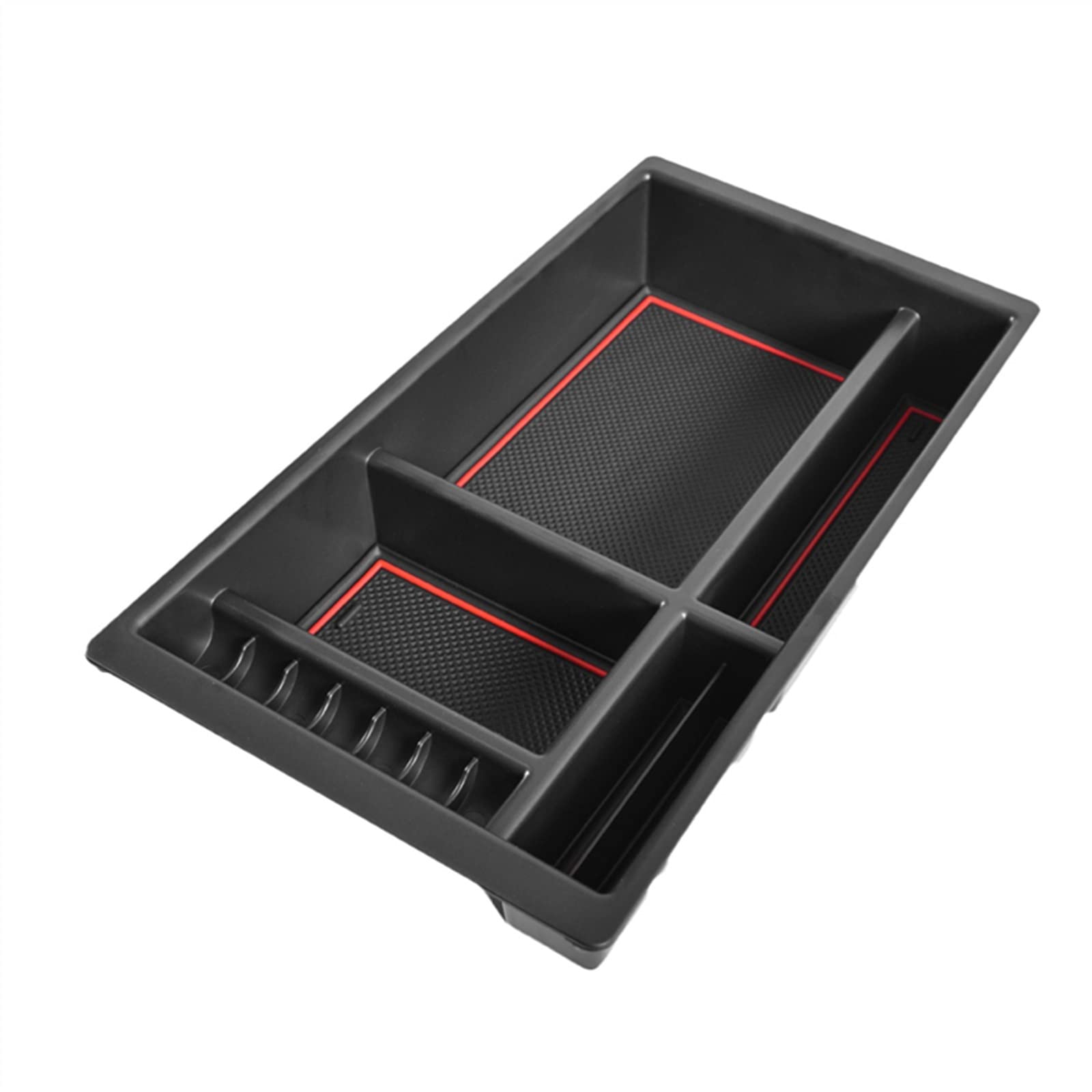 JJRFVBGT Car Center Console Tray Organizer Box Zubehör, Kompatibel Mit Chevy Für Silverado 2014 20015 2016 2017 2018 Armlehne Organizer Box Auto Zentrale Steuerung Tray(Red) von JJRFVBGT