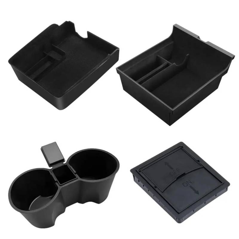 JJRFVBGT Getränkehalter Kompatibel Mit Tesla Für Model 3 Für Model Y 2021 2022 Mittelkonsole Wasserbecherhalter Aufbewahrungsbox Zentralarmlehnen-Organizer(4pcs) von JJRFVBGT