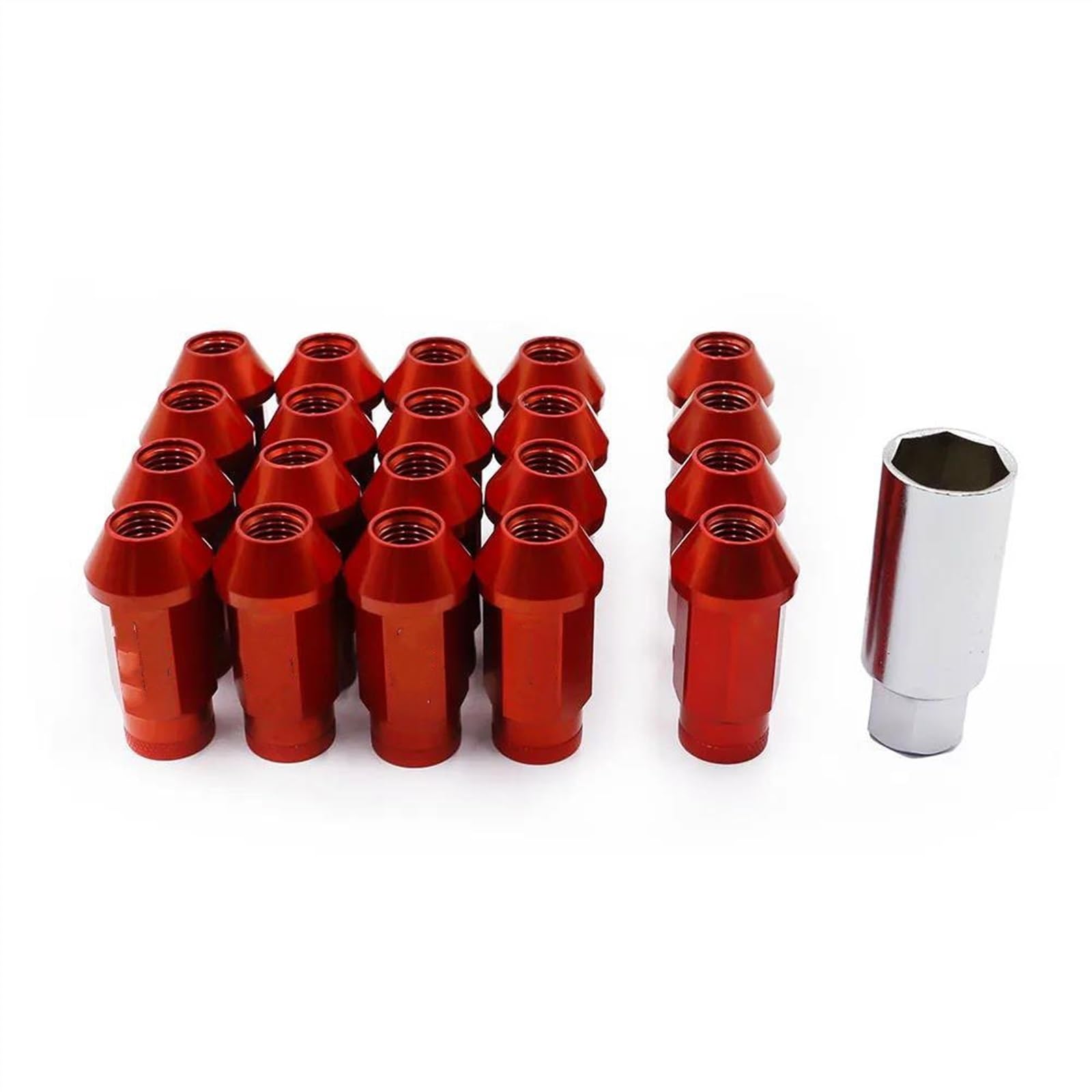 JJRFVBGT Radnabenbolzen Aluminium-Radmuttern M12 X 1,5 Radmuttern, Radschrauben, Unterlegscheibe, Radsicherung, Autozubehör, 20 Stück(Red) von JJRFVBGT