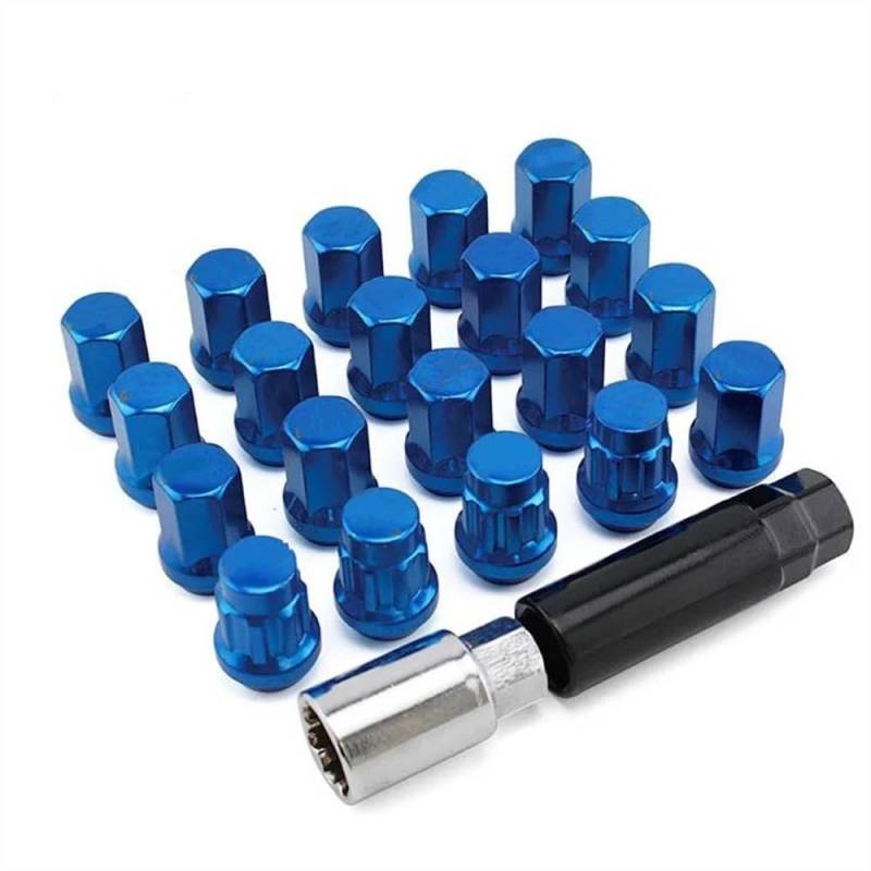 JJRFVBGT Radnabenbolzen Radmuttern HEX Länge 35mm Schraubsicherung Radmuttern Radschrauben Radmuttern Mit Schlüssel M12x1,5 M12x1,25 20St(Blue,M12x1.25) von JJRFVBGT