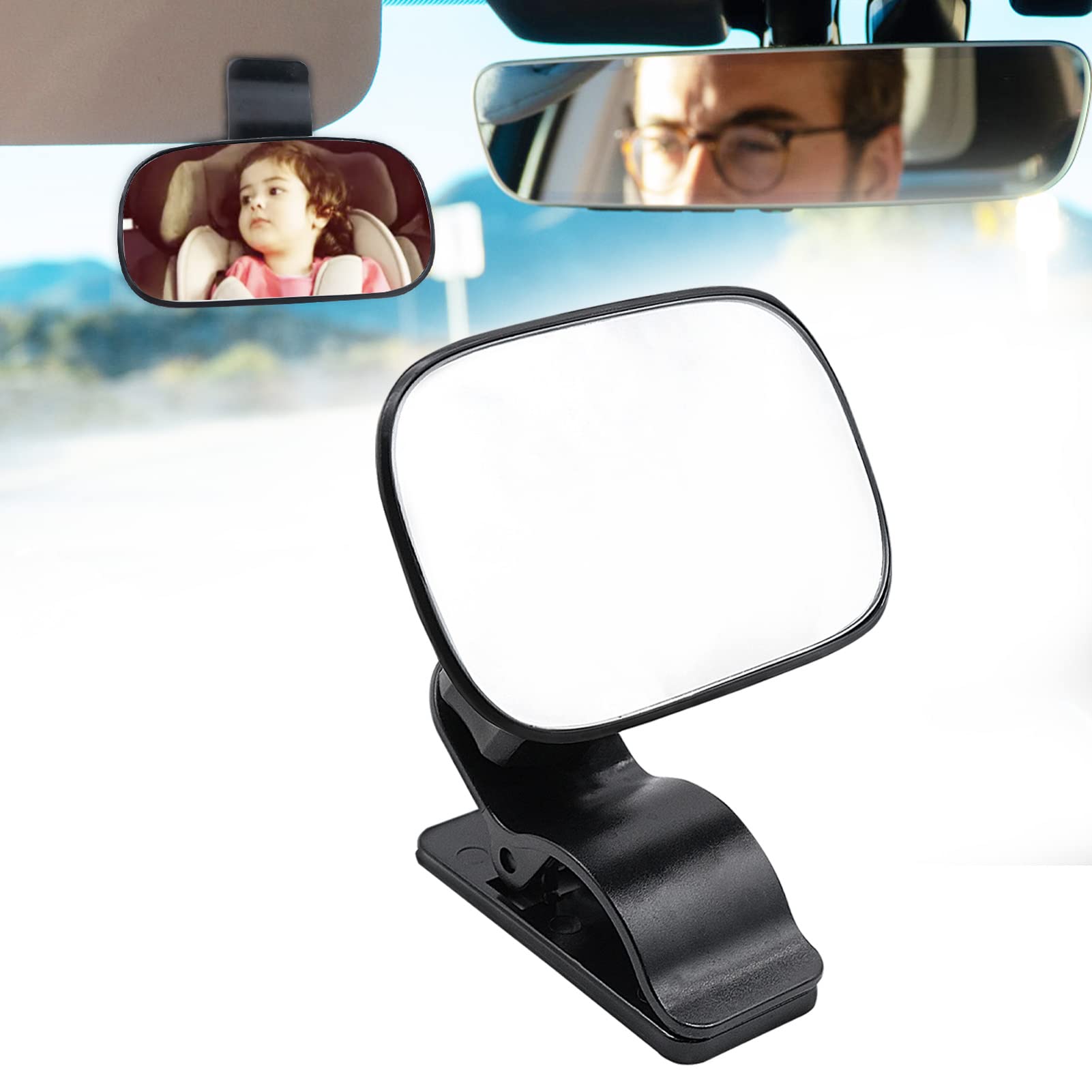 Rückspiegel Baby Auto, 360° Schwenkbar Rücksitzspiegel mit Gefederten Clips für Babys, Bruchsicherer Auto-Rückspiegel Spiegel Auto Baby für Meisten Auto von JJYHEHOT