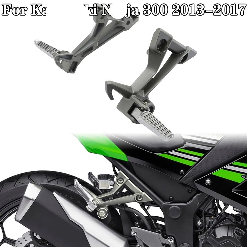 Fußrasten Pedal Hinten Fußrasten Fußrasten W/Halterung Für Ka&wasaki Für Ninja 300 2013-2017 Motorrad Passagier von JKYWOL