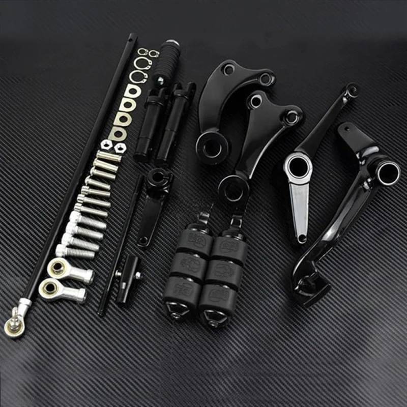 Fußrasten Pedal Motorrad Schwarz Vorwärtssteuerungen Komplettset Pegs Hebel Gestänge Für Ha&rley Für Sportster XL883 XL1200 2004-2013 2014-2023 2024 von JKYWOL