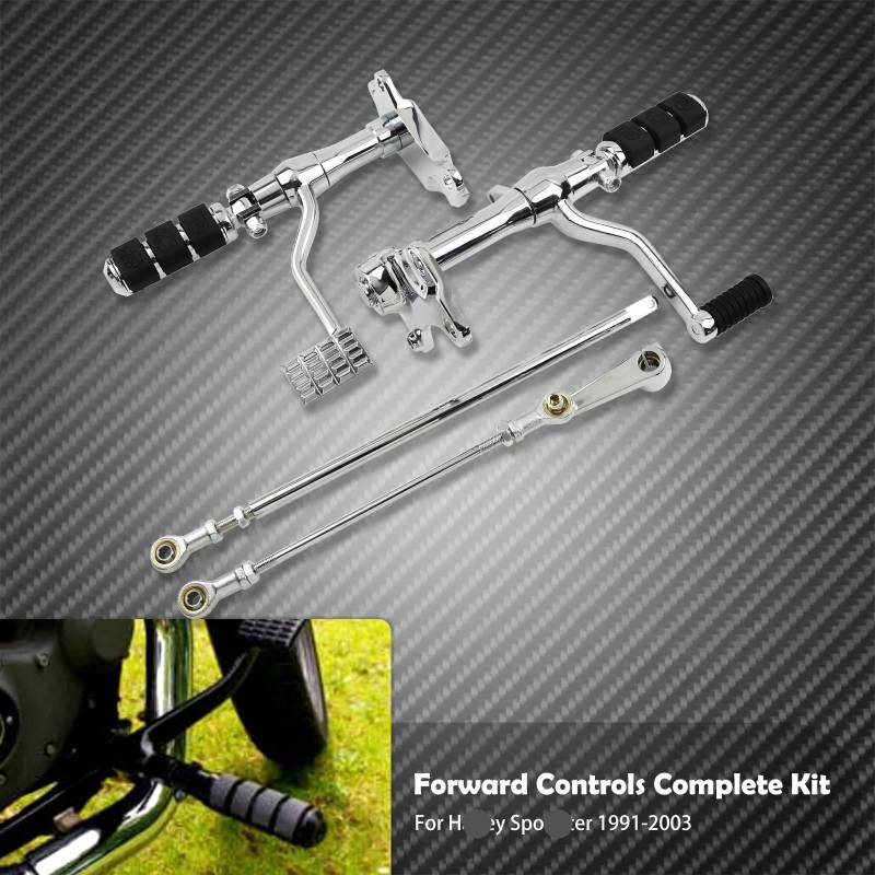 Fußrasten Pedal Motorrad-Vorwärtssteuerung Komplettes Set Fußrastengestänge Hebel-Set Für Ha&rley Für Sportster XL 1200 883 Für Dyna Für Softail von JKYWOL