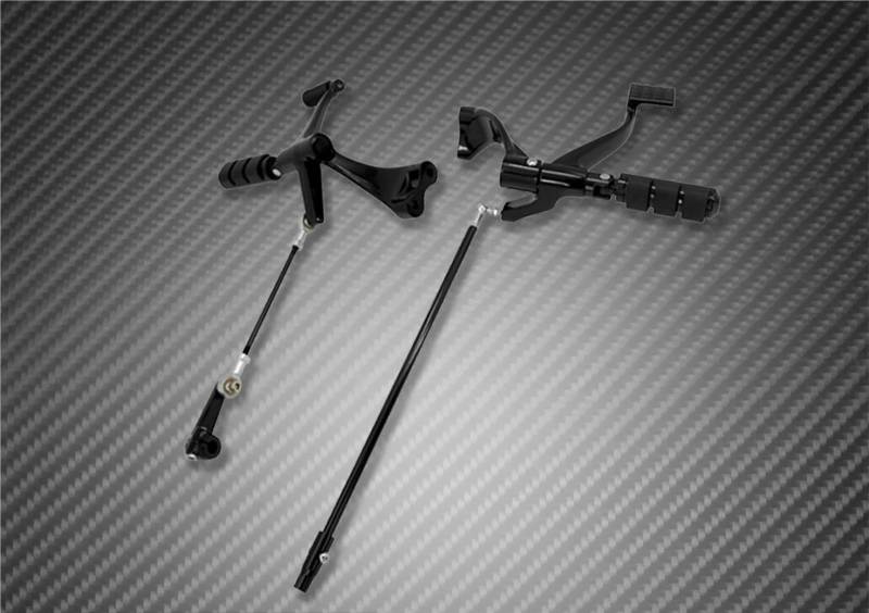 Fußrasten Pedal Motorrad-Vorwärtssteuerung Komplettes Set Fußrastengestänge Hebel-Set Für Ha&rley Für Sportster XL 1200 883 Für Dyna Für Softail von JKYWOL