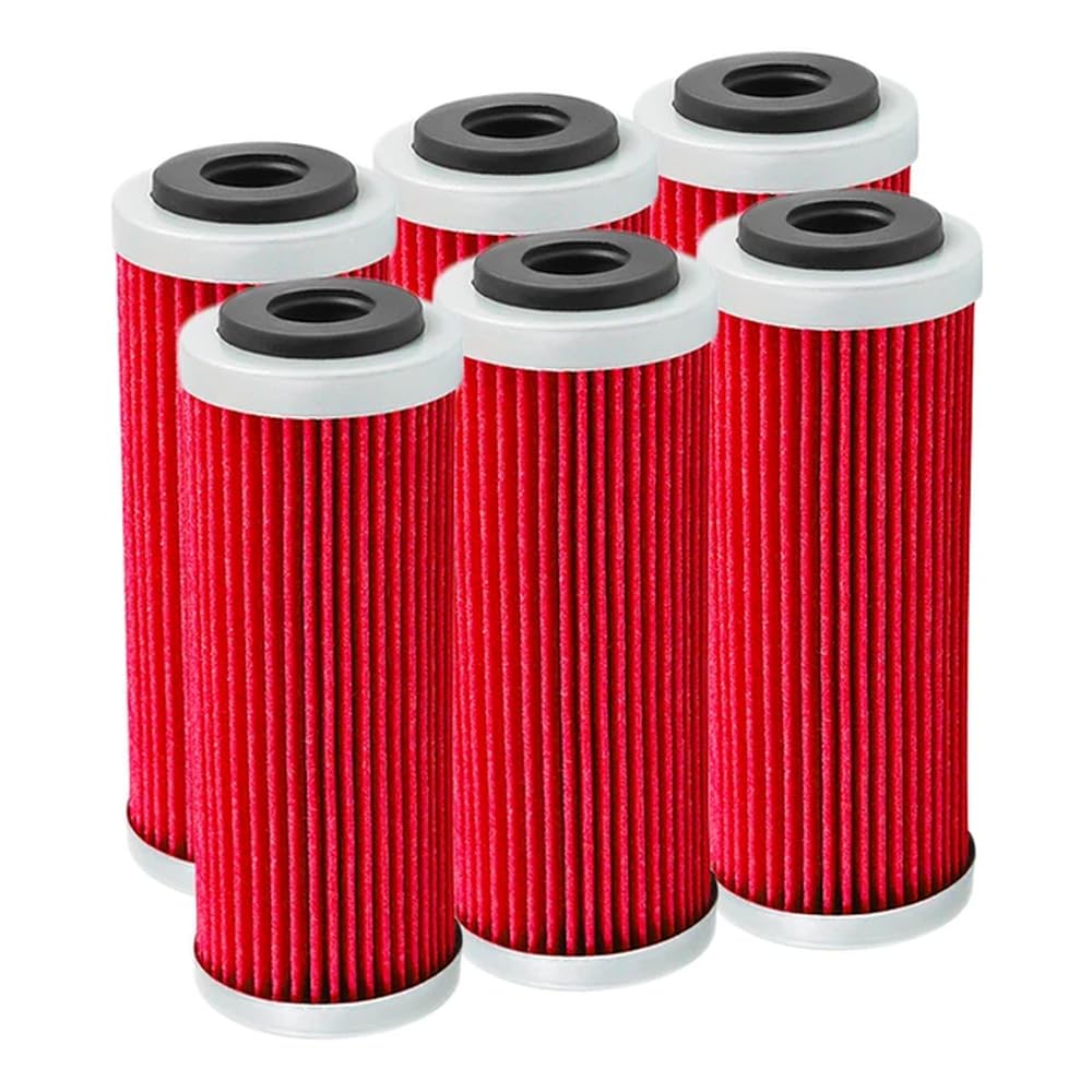 4 oder 6 Stück Motorrad-Ölfilter, kompatibel mit SX SXF SXS EXC EXC-F EXC-R XCF XCF-W XCW SMR-Modellen 250 350 400 450 505 530 2007 bis 2020(Red-6 pcs) von JKYsrUT