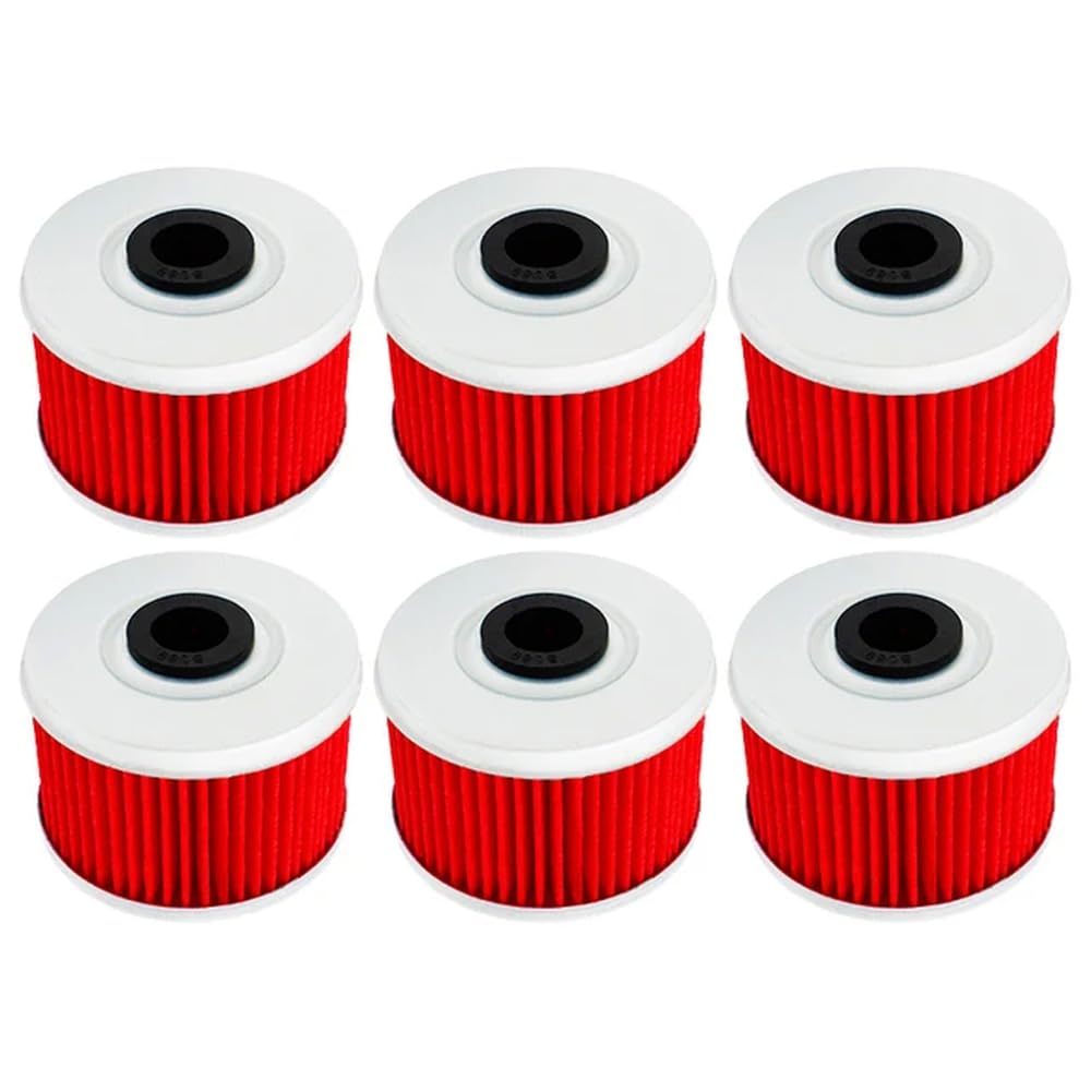 Motorrad-Ölfilter, kompatibel mit ATC250SX ATC350X SXS 500 Rancher TRX 200 300 350 400 420 Foreman 450 500 520, erhältlich in 2, 4 oder 6 Packungen(Red-6 pcs) von JKYsrUT