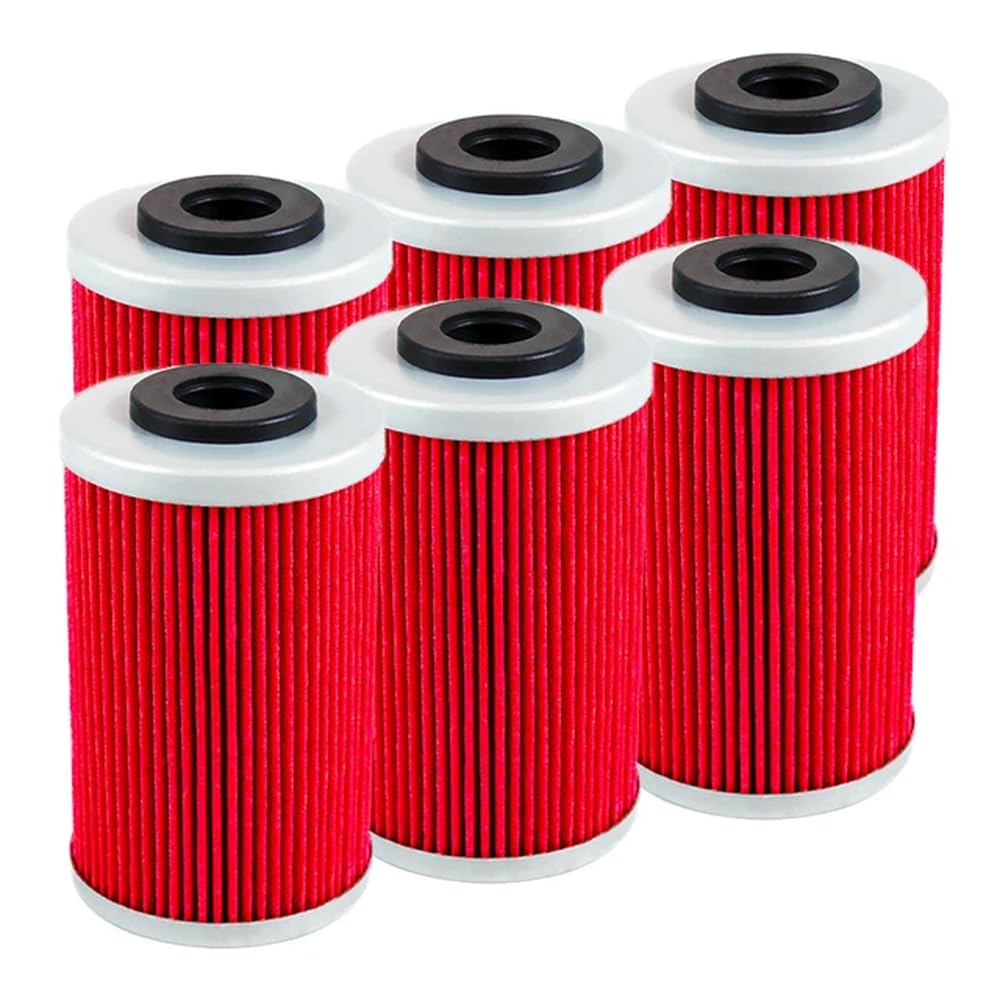 Motorrad-Ölfilter, kompatibel mit EXC SMR SX XCW XC RC-Modellen 125 200 390 250 400 450 520 525 LC4 SMC 620 625 640 650 660 690 R(6pcs-red) von JKYsrUT