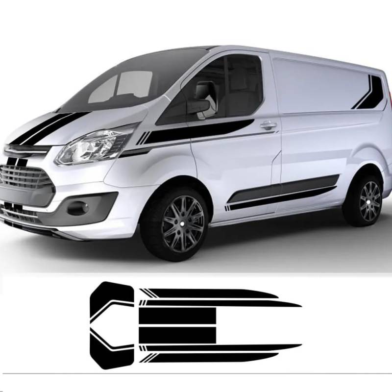 2 Teile/los Autoaufkleber, Für Ford Transit Tourneo Custom MK7 MK8 MK9 Sport Stripe KIT Van Vinyl Aufkleber Tuning Autozubehör von JLESANKS