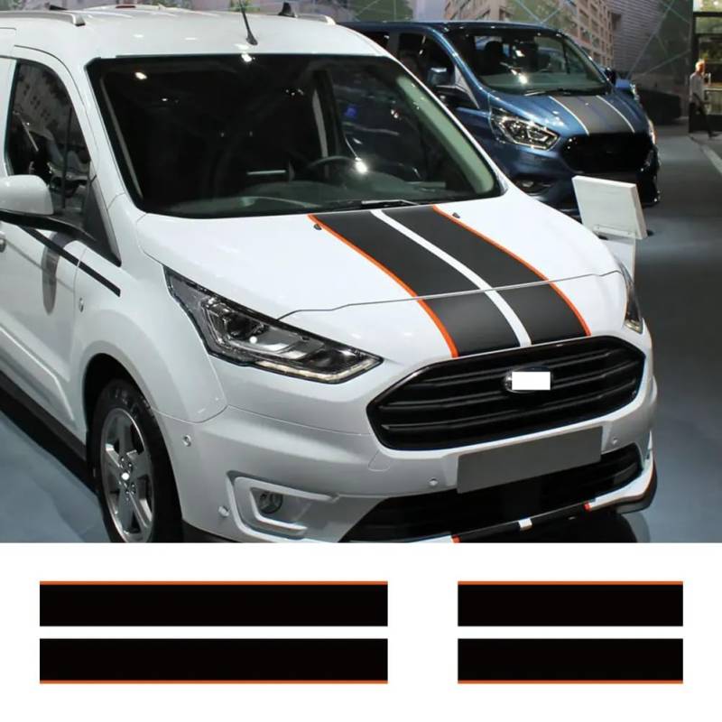 4 Teile/los Auto Motorhaube Hecktür Aufkleber, Für Ford Transit Connect Tuning Zubehör Camper Van Auto Sport Vinyl Aufkleber von JLESANKS