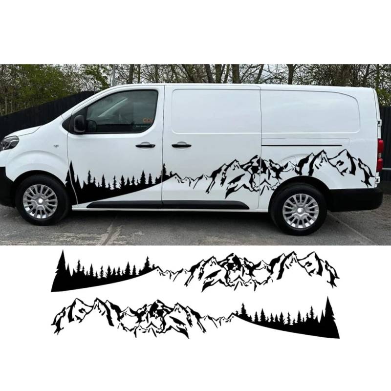 Seitenaufkleber für die Karosserie, für Toyota ProAce Verso, City Mountains Forest Styling Van Camper Grafikdekor Aufkleber Autozubehör von JLESANKS