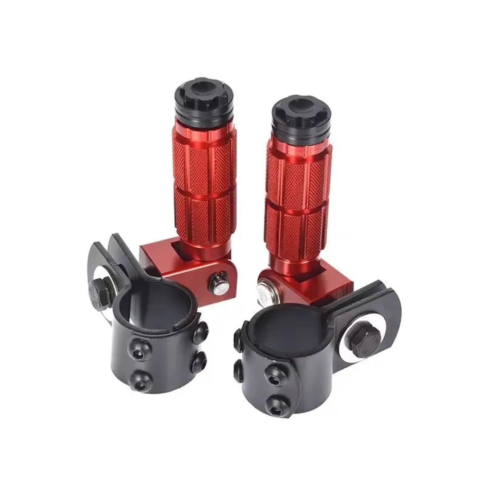 JLJLJ 22-27/30-35mm Aluminium Motorrad Teil Universal Clamp Pedale Gefaltet Fußstütze Fußrasten Motorräder Fahrrad(Big Red) von JLJLJ