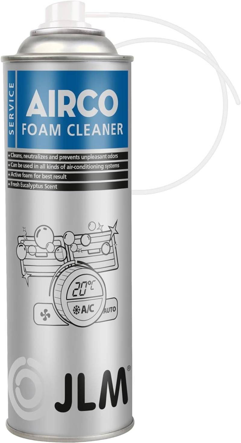 JLM - Klimaanlagenreiniger 500ml - Klimaanlagen Reinigungsschaum mit frischem Eukalyptusduft - Reinigung für Airco in PKW, LKW, KFZ, Büro und Häuser - Airco Foam Cleaner - J08025 von JLM