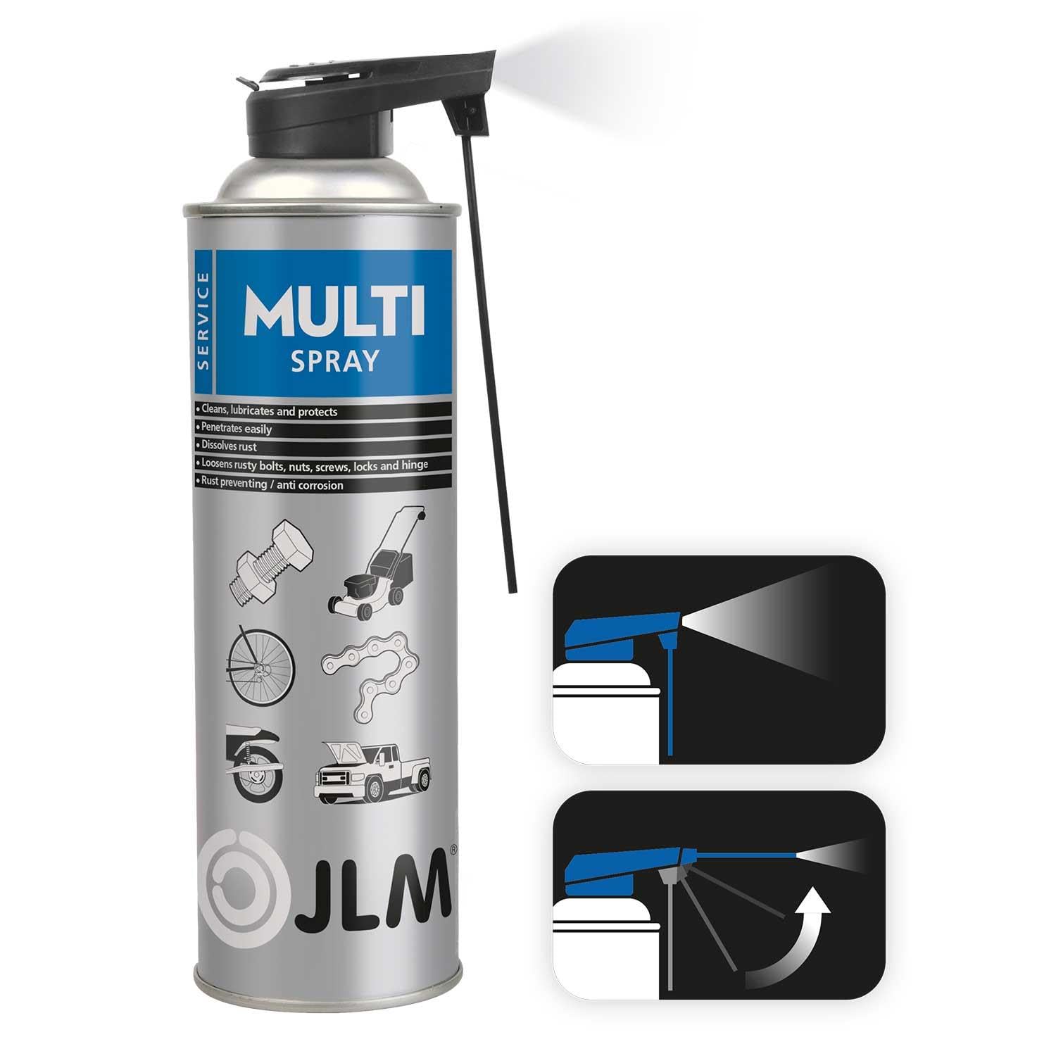 JLM Multi Spray 500ml - Multifunktionsspray für Werkzeuge - Kriechöl, Rostlöser, Schmierstoff, Schmiermittel - Pflege für Werkzeug (J04200) von JLM