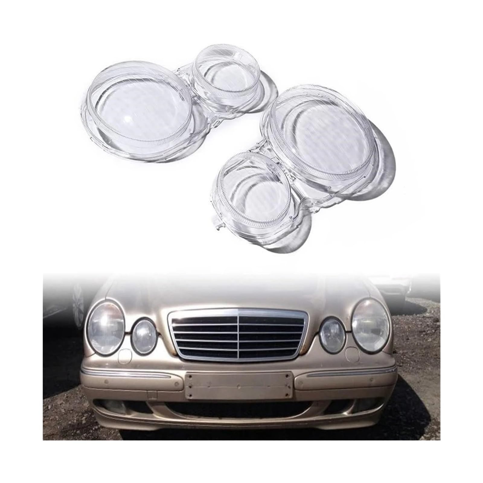 1 Paar Scheinwerferlinsenabdeckung Kompatibel for Mercedes-Benz W210 E200 E240 E260 E280 E320 E430 1996-2003 Scheinwerferabdeckung Transparenter Lampenschirm(1 Pair) von JLPOCRBJ