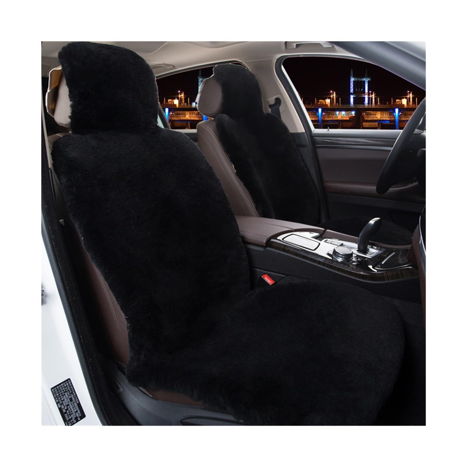 1 Stück australischer Schaffell-Fell-Sitzbezug, super warmer Universal-Autositzbezug, Wolle-Autositzbezüge, Autokissen WSCP02(BLACK Fur Seat) von JLPOCRBJ