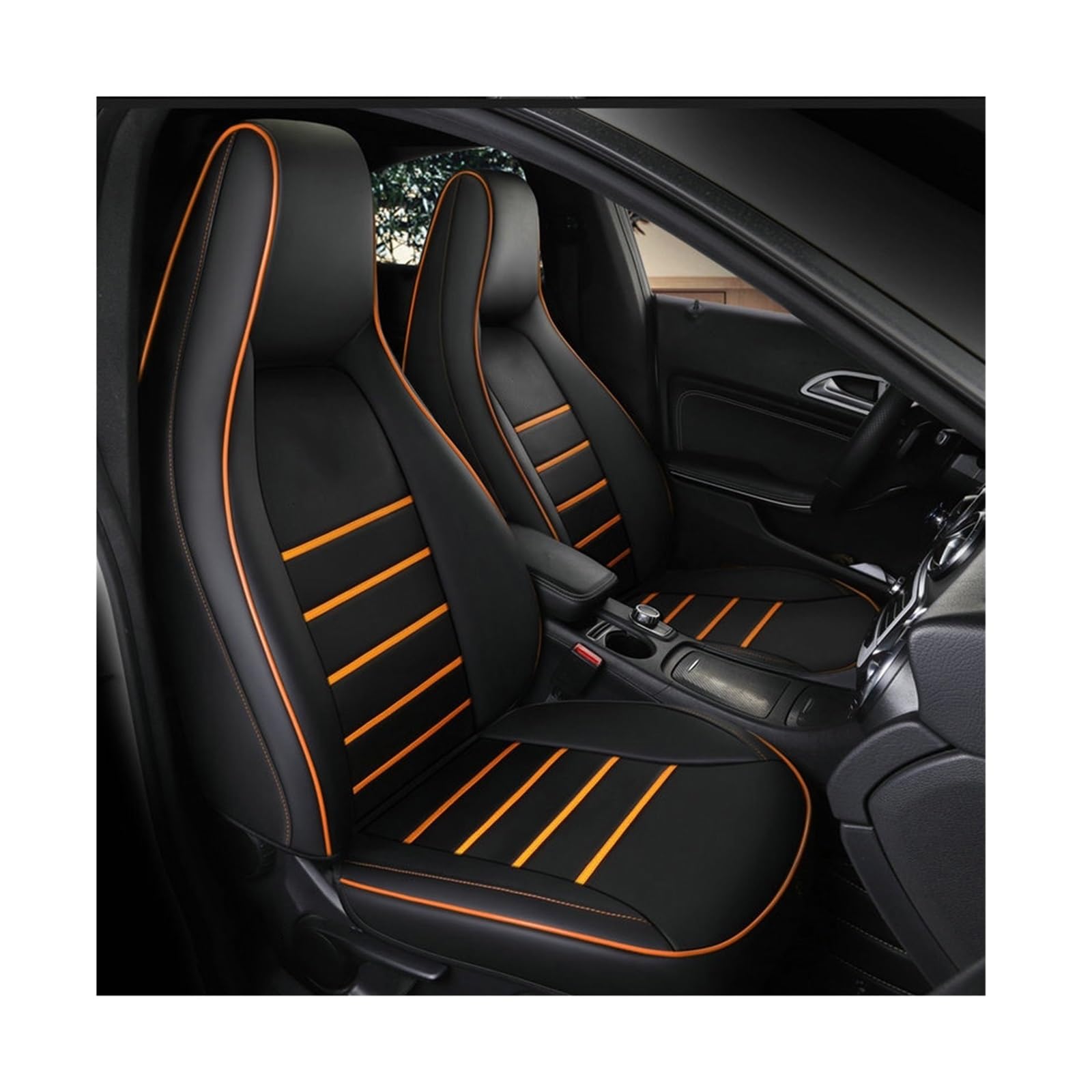 2-teiliger vorderer Leder-Autositzbezug kompatibel for Mercedes-Benz Gla200 Gla260 Cla200 Cla 220 Cla260 A 180 A200 Autozubehör Auto-Styling(B ORANGE) von JLPOCRBJ