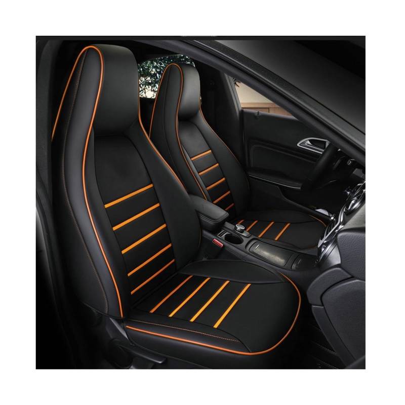 2-teiliger vorderer Leder-Autositzbezug kompatibel for Mercedes-Benz Gla200 Gla260 Cla200 Cla 220 Cla260 A 180 A200 Autozubehör Auto-Styling(B ORANGE) von JLPOCRBJ