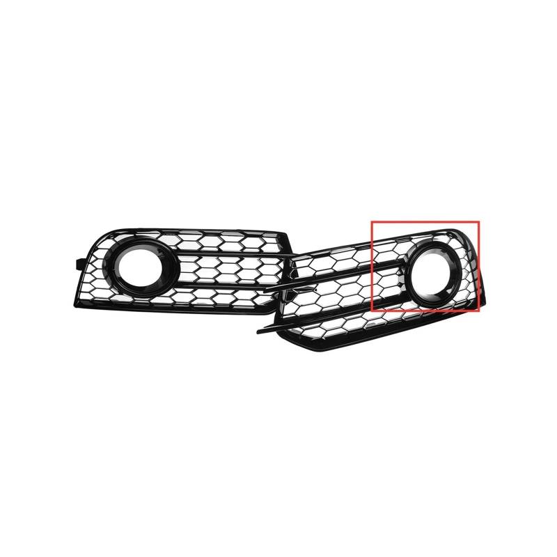 2 x Honeycomb Mesh Auto Nebelscheinwerfer Kühlergrill Nebelscheinwerfer Abdeckung Kompatibel for AUDI A1 8X 2010-2014 Unteren Stoßfänger Grill Lampe Haube X0807681A 8X0807682A(Black) von JLPOCRBJ