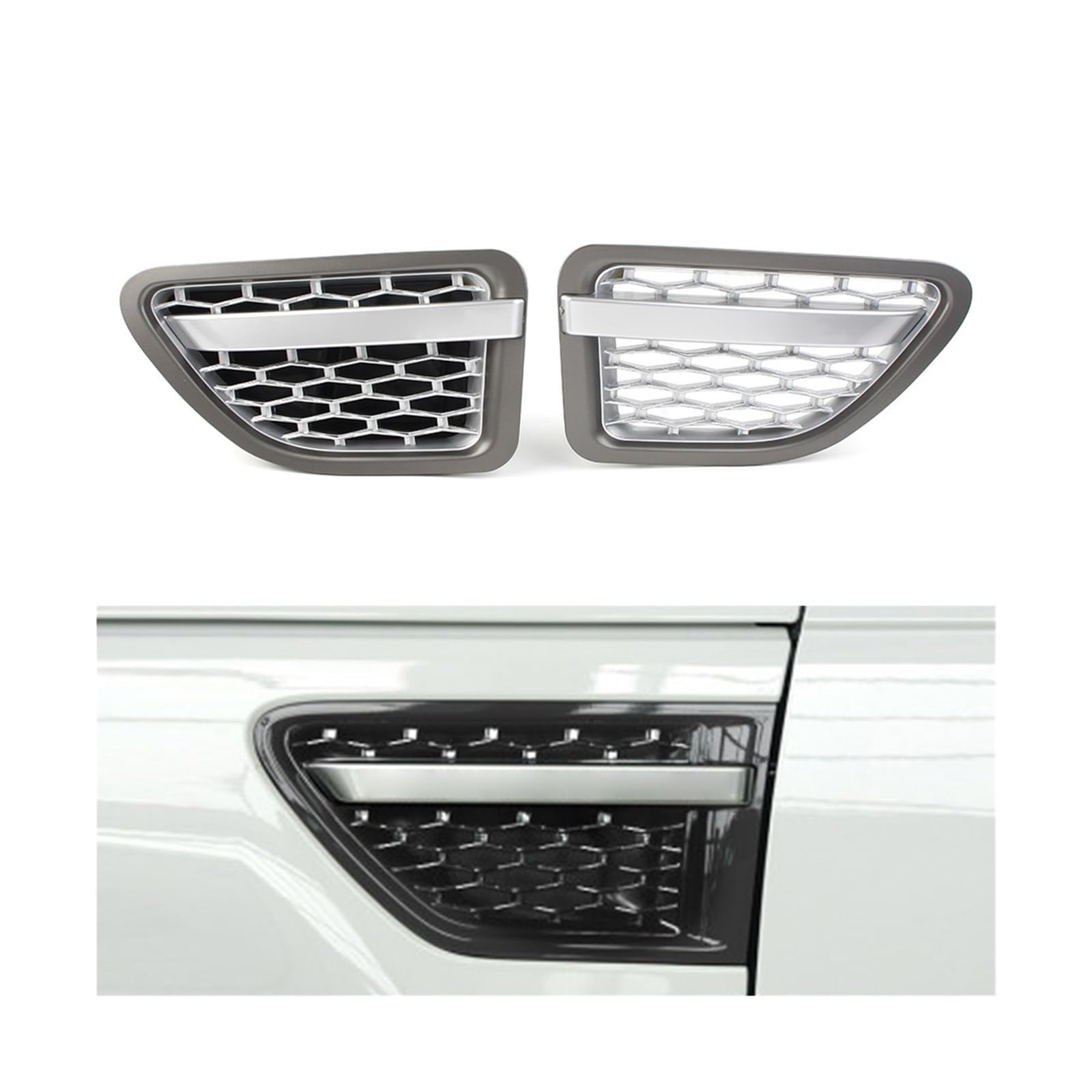 2Pcs Auto Styling Vorderseite Fender Air Vent Grille Grill ABS Kompatibel for Land Rover L320 Range Rover Sport 2005 2006 2007 2008 2009(Gray silver silver) von JLPOCRBJ