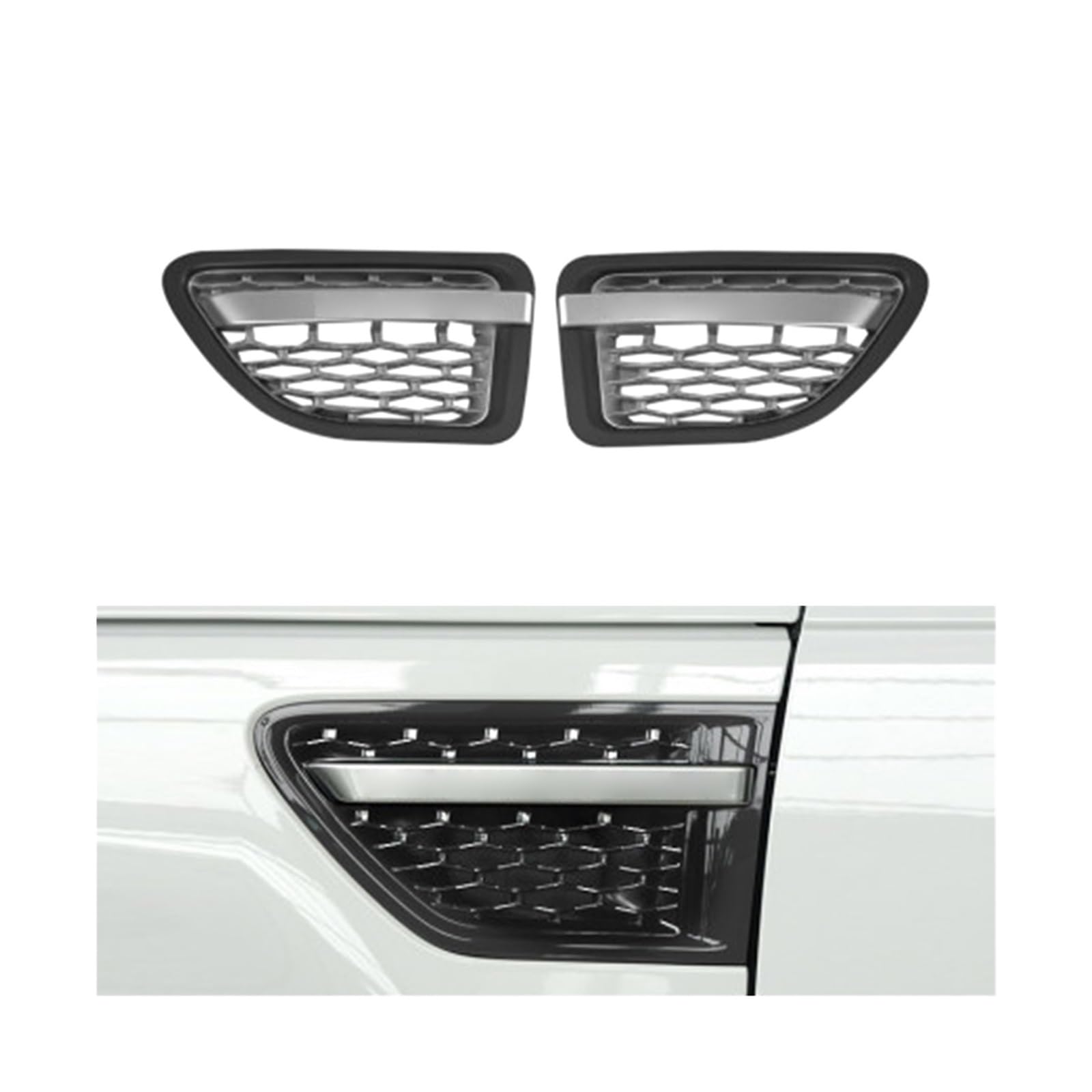 2Pcs Auto Vorderseite Fender Air Vent Grille Grill ABS Kompatibel for Land Rover L320 Range Rover Sport 2005 2006 2007 2008 2009(Gray silver silver) von JLPOCRBJ