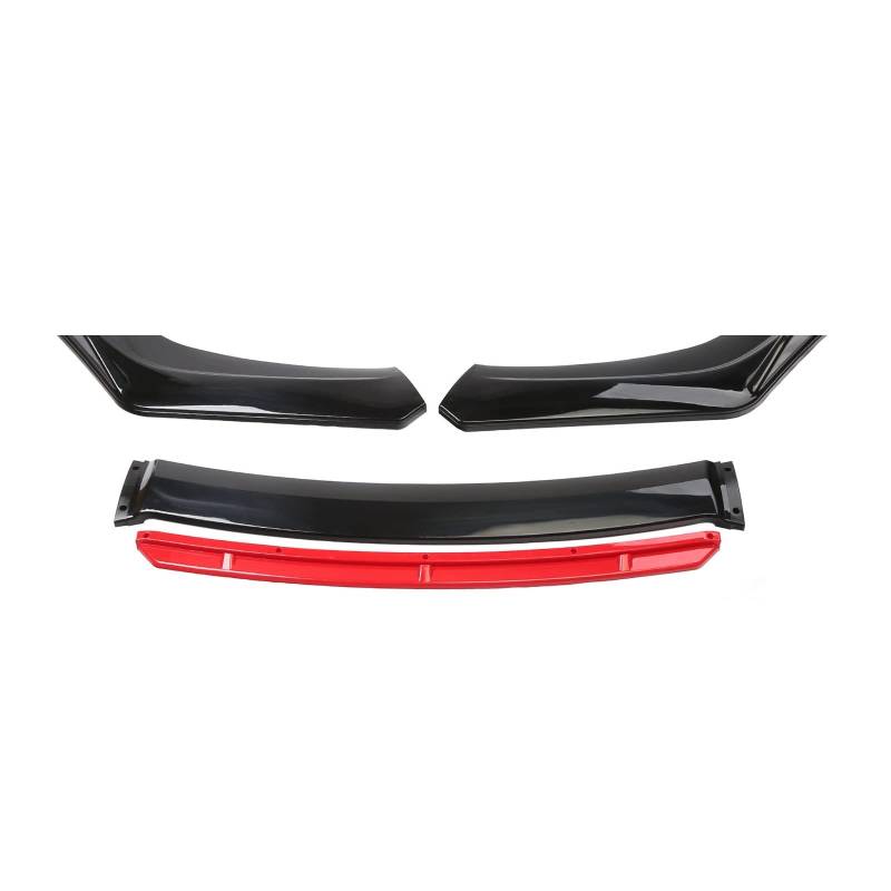 3 PCS Stil Auto Vorderen Stoßfänger Lip Body Kit Spoiler Splitter Carbon Fibe Dekorative Streifen Stoßstange Canard Lip Splitter universal(Bright black RED) von JLPOCRBJ