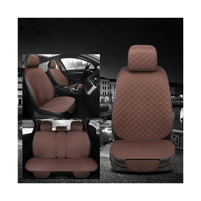 4 farben Flachs Universal Auto Sitz Abdeckung Nicht-slip Auto Sitzkissen Matte Auto Styling Automobil Auto Seat Protector auto Zubehör(1 Set coffee) von JLPOCRBJ